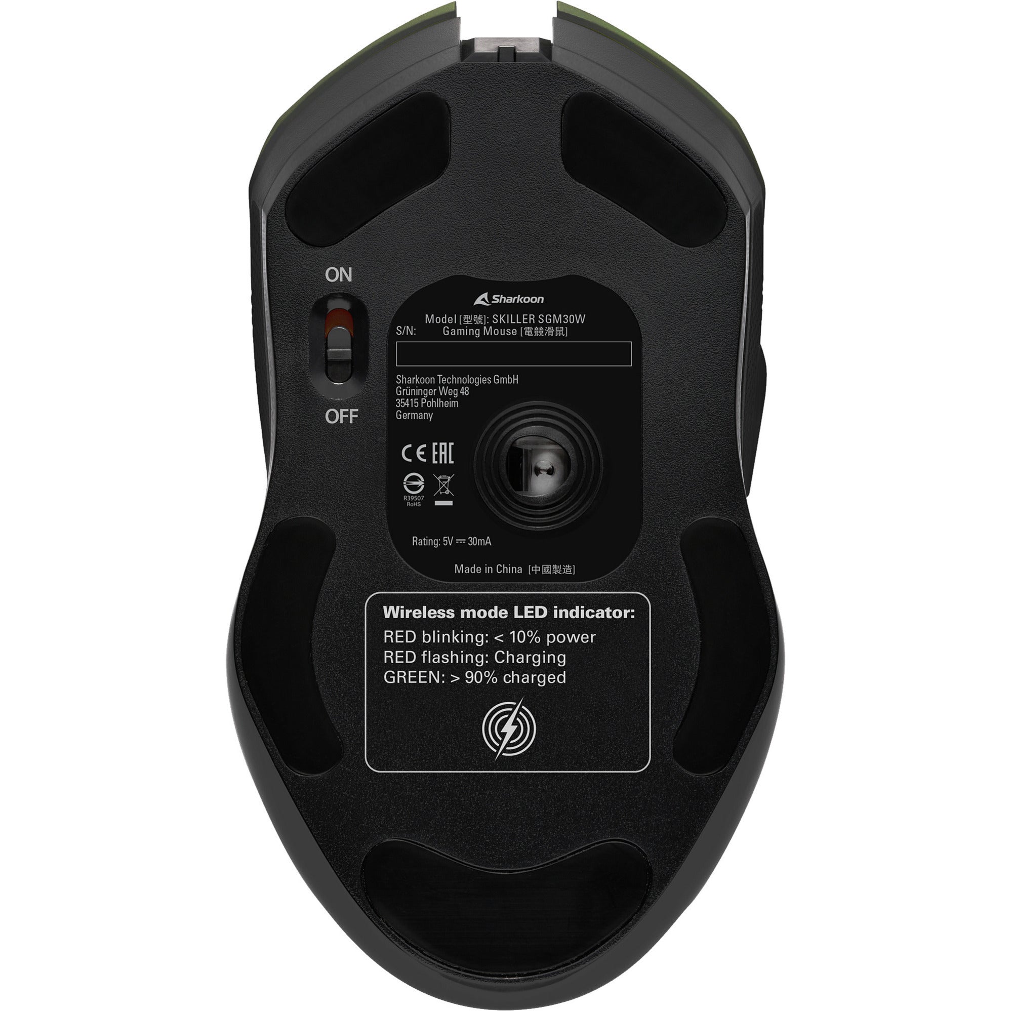 Sharkoon skiller sgm30w gaming muis (zwart, 600 - 6000 dpi, rgb, 2.4 ghz usb)