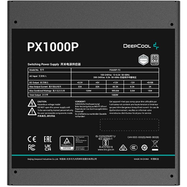 Deepcool px-p platinum modulaire 1000 watt voeding (5x pcie)