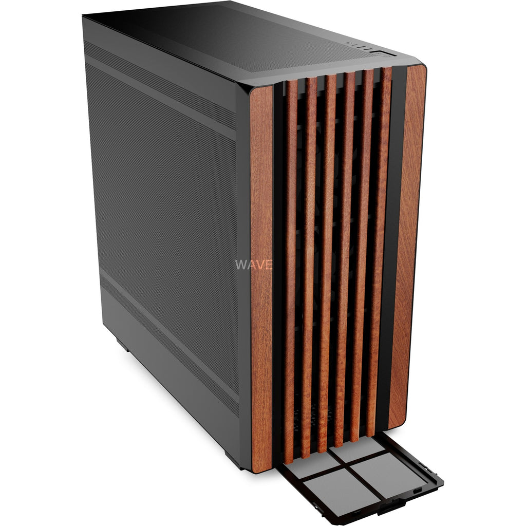 Sharkoon rebel c70m rgb midi tower behuizing (zwart houtkleur | 2x usb-a | 1x usb-c | rgb)