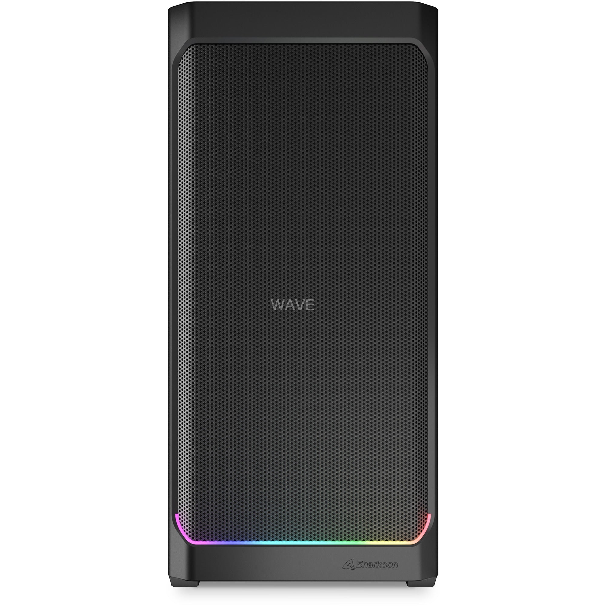 Sharkoon ak4w rgb strip midi tower behuizing (zwart | 2x usb-a | 1x usb-c | rgb | tempered glass)