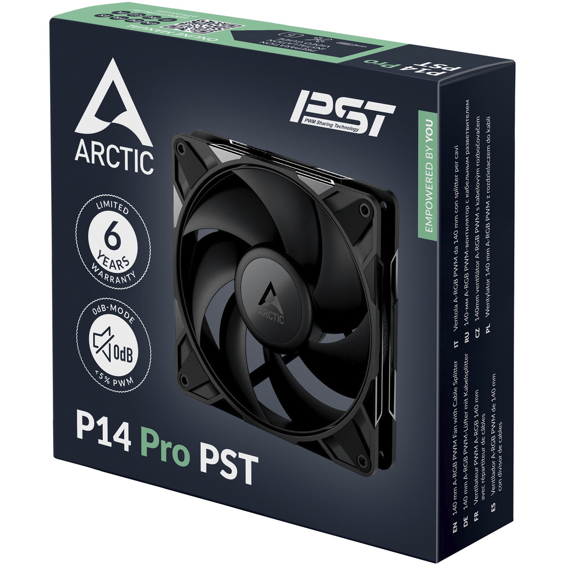 Arctic p14 pro pst case fan (zwart, 140 x 140 x 27 mm, pwm)