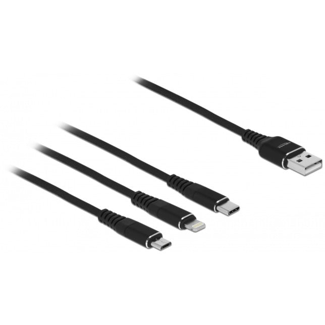 Delock usb charging cable 3 in 1 for lightning, micro usb, usb-c kabel (zwart, 1 meter)