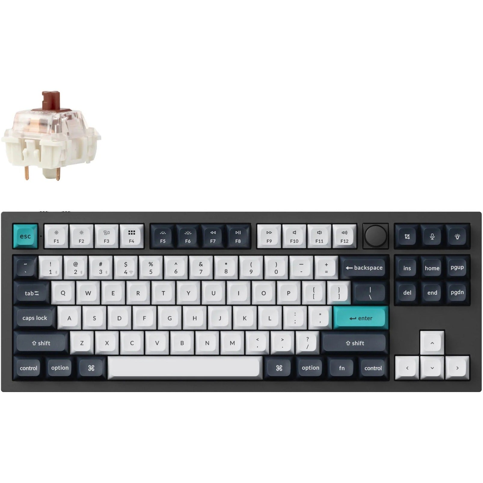 Keychron q3 max-m3, toetsenbord (zwart, us lay-out, gateron jupiter brown, rgb leds, 80% tkl, ksa double-shot pbt, hot swap, knob, 2.4ghz | bluetooth 5.1 | usb-c)