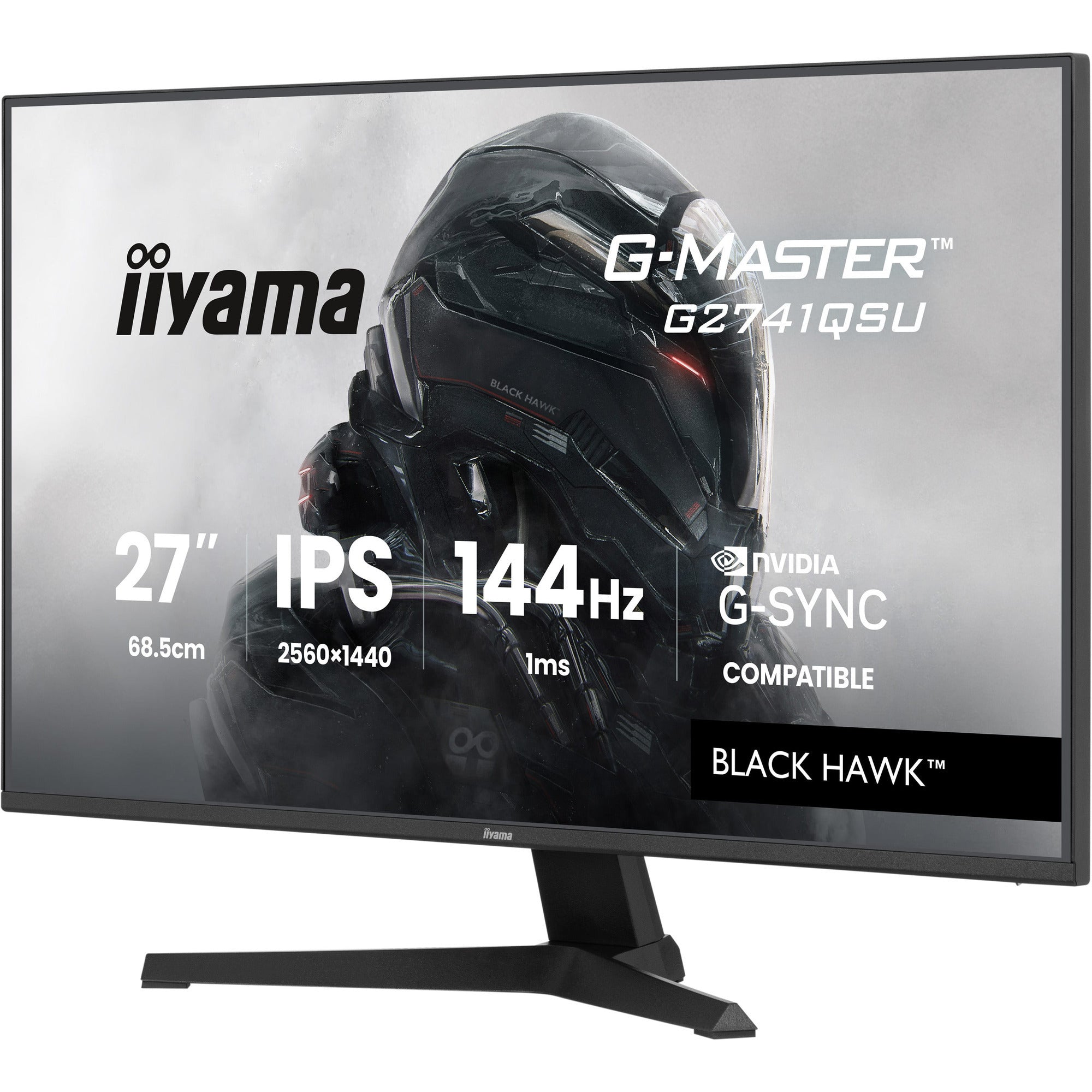 Iiyama g-master black hawk g2741qsu-b1 27 gaming monitor (zwart, hdmi, displayport, 2x usb-a, usb-b, 144 hz)