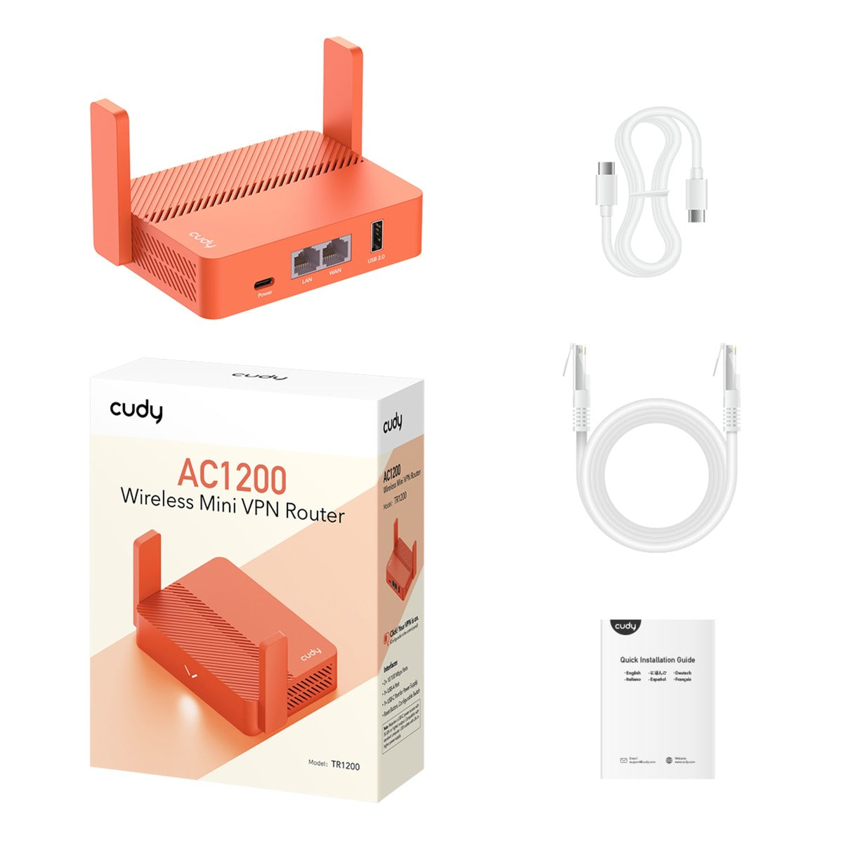 Cudy ac1200 wireless mini vpn router met usb mesh router ( mesh)