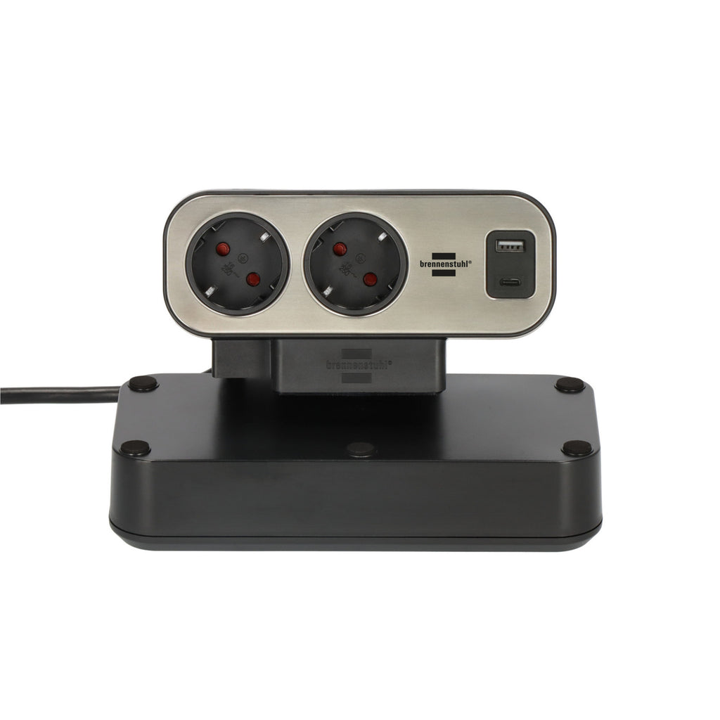 Brennenstuhl ®estilo duplex stekkerdoos met schakelaar en usb-c (stekkerblok met usb c power delivery voor snel opladen, 1x usb c en 1x usb a, 10x contactdozen, 2m kabel)