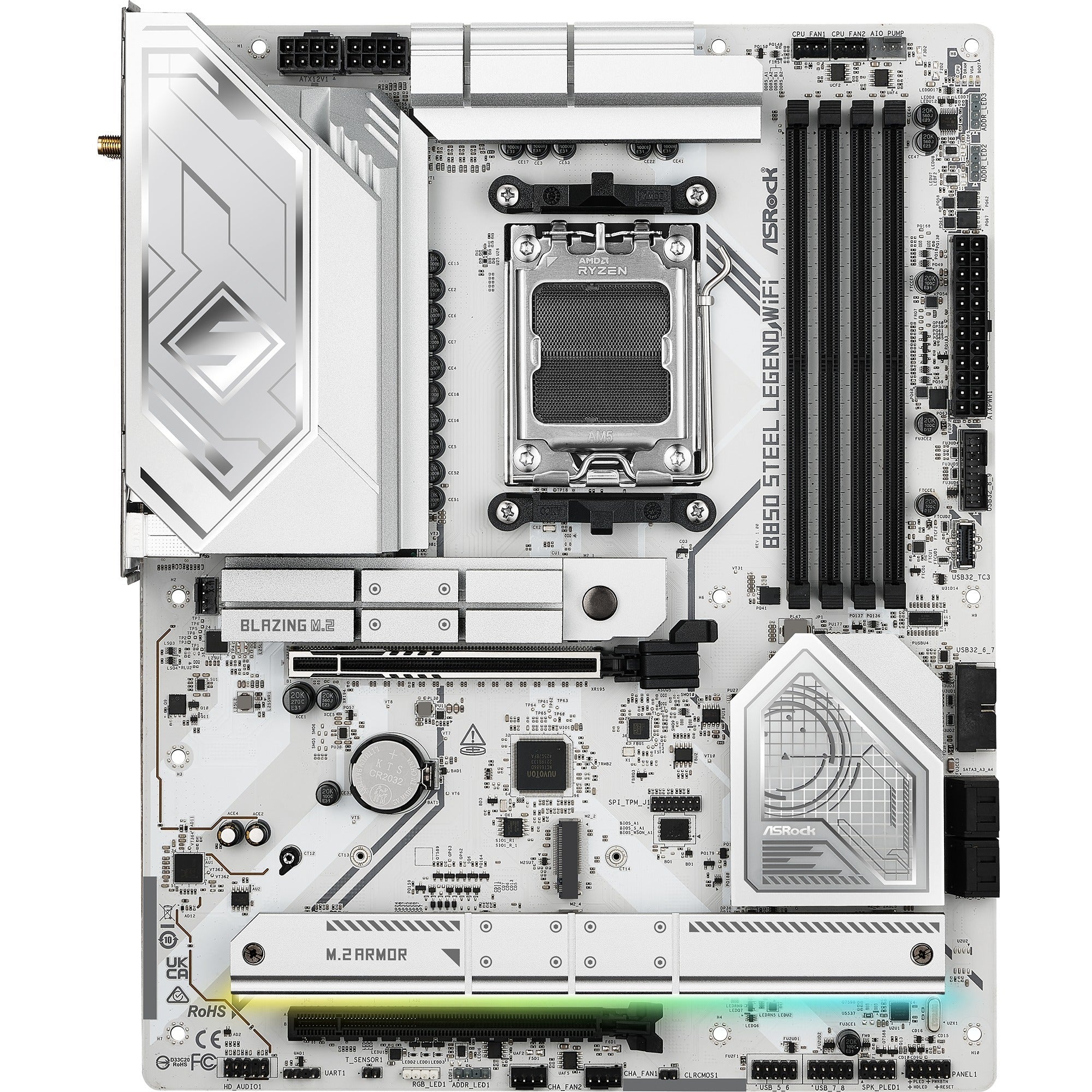 Asrock b850 steel legend wifi socket am5 moederbord (raid, 2.5 gb-lan, wi-fi 7, bt, sound, atx)