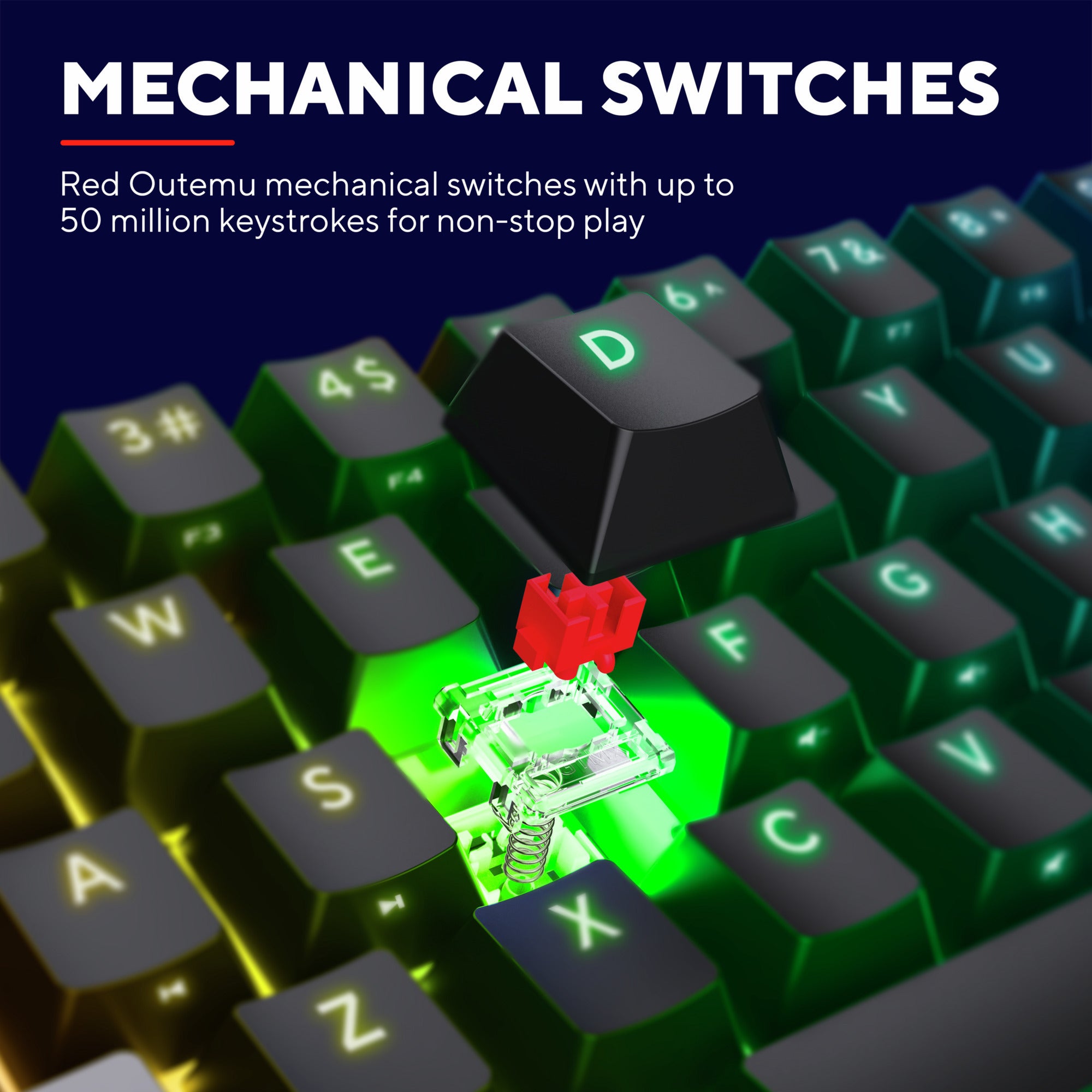 Trust gxt 867 acira 60% mini mechanisch gaming-toetsenbord, gaming toetsenbord (zwart, us lay-out, outemu red, 60%, rgb)