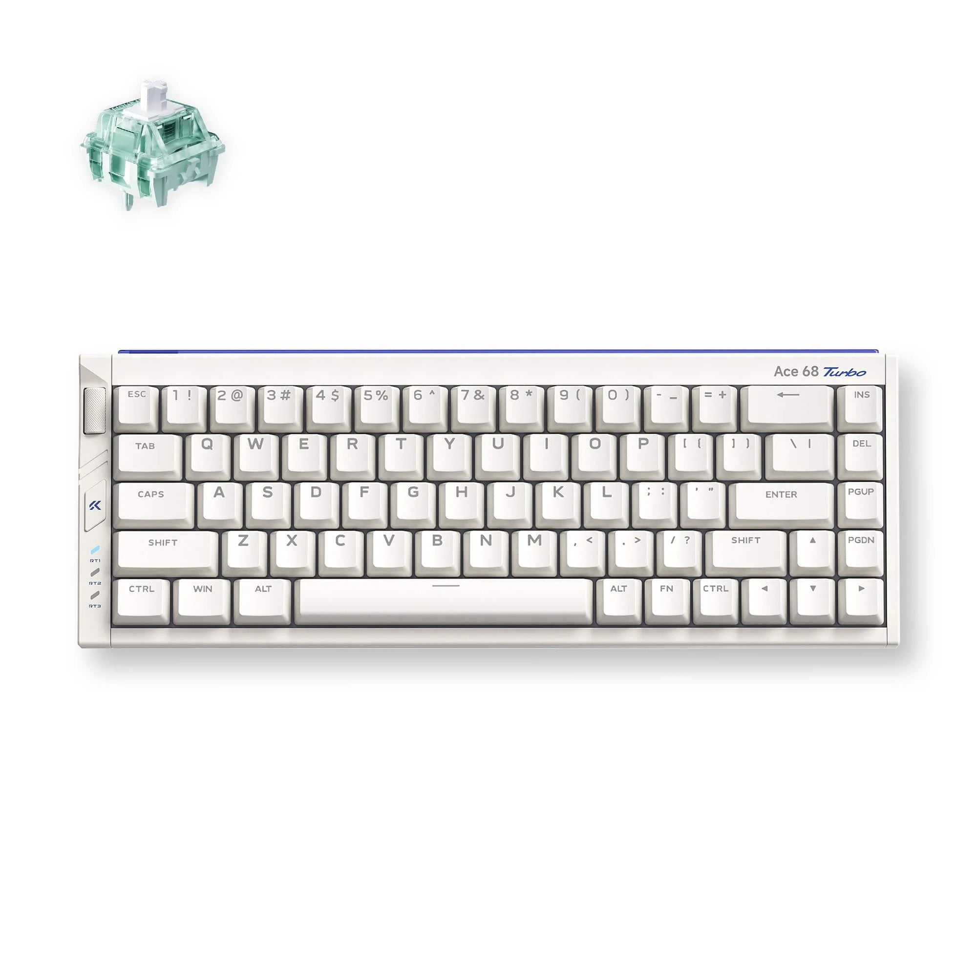 Mchose ace 68 turbo full-aluminum esports hall effect keyboard (wit, us lay-out (qwerty), gateron magnetic jade pro, 65%, 8k, rgb, hot swap, usb-c, hall effect sensor)