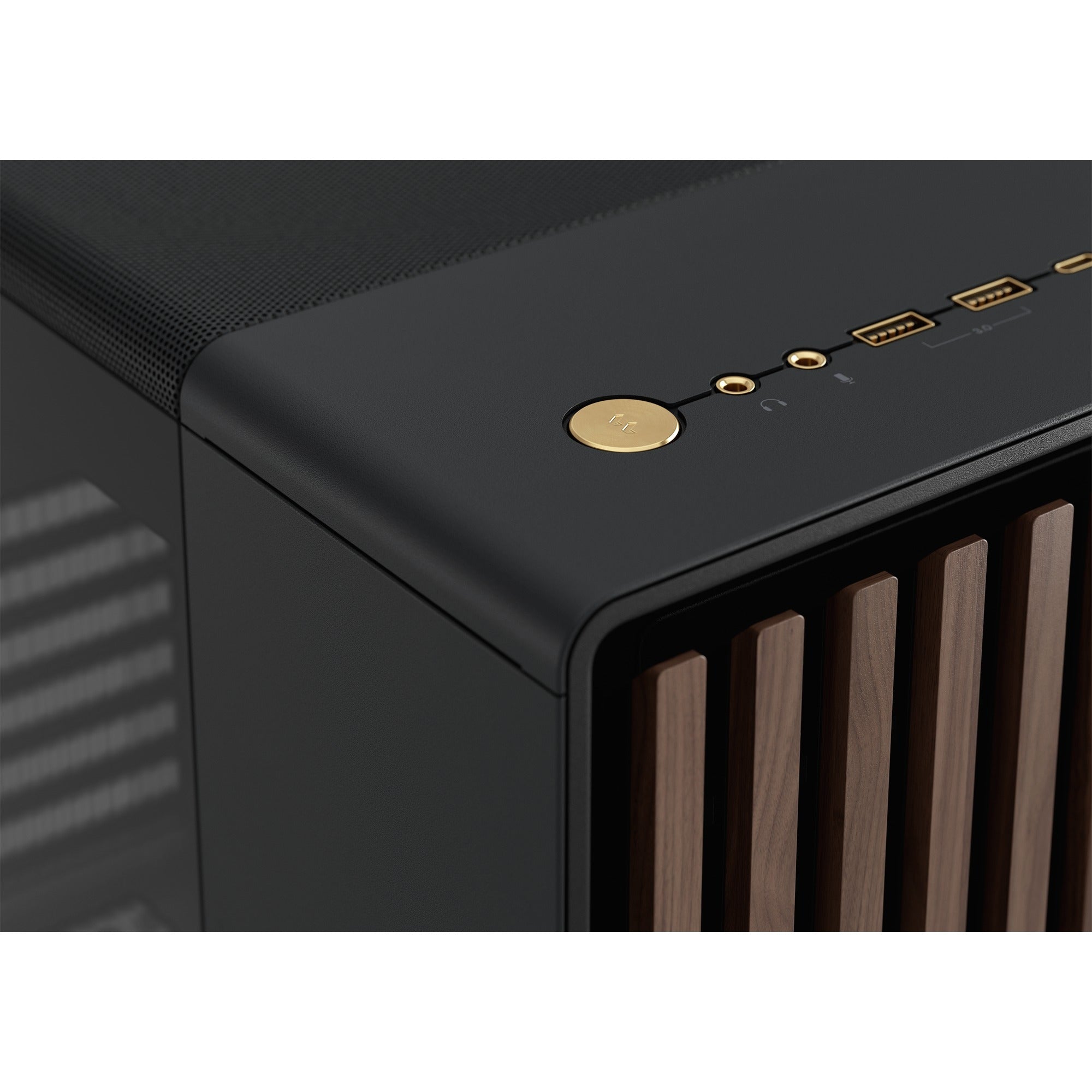 Fractal design north midi tower behuizing (zwart houtkleur | 2x usb-a | 1x usb-c | tempered glass)