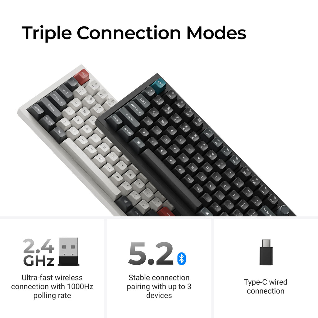 Keychron q6 ultra-m4 8k wireless custom mechanical keyboard (zwart, us lay-out (qwerty), silk pom banana, 100%, rgb, hot swap, 8k, 2.4 ghz bluetooth 5.2 usb-c)