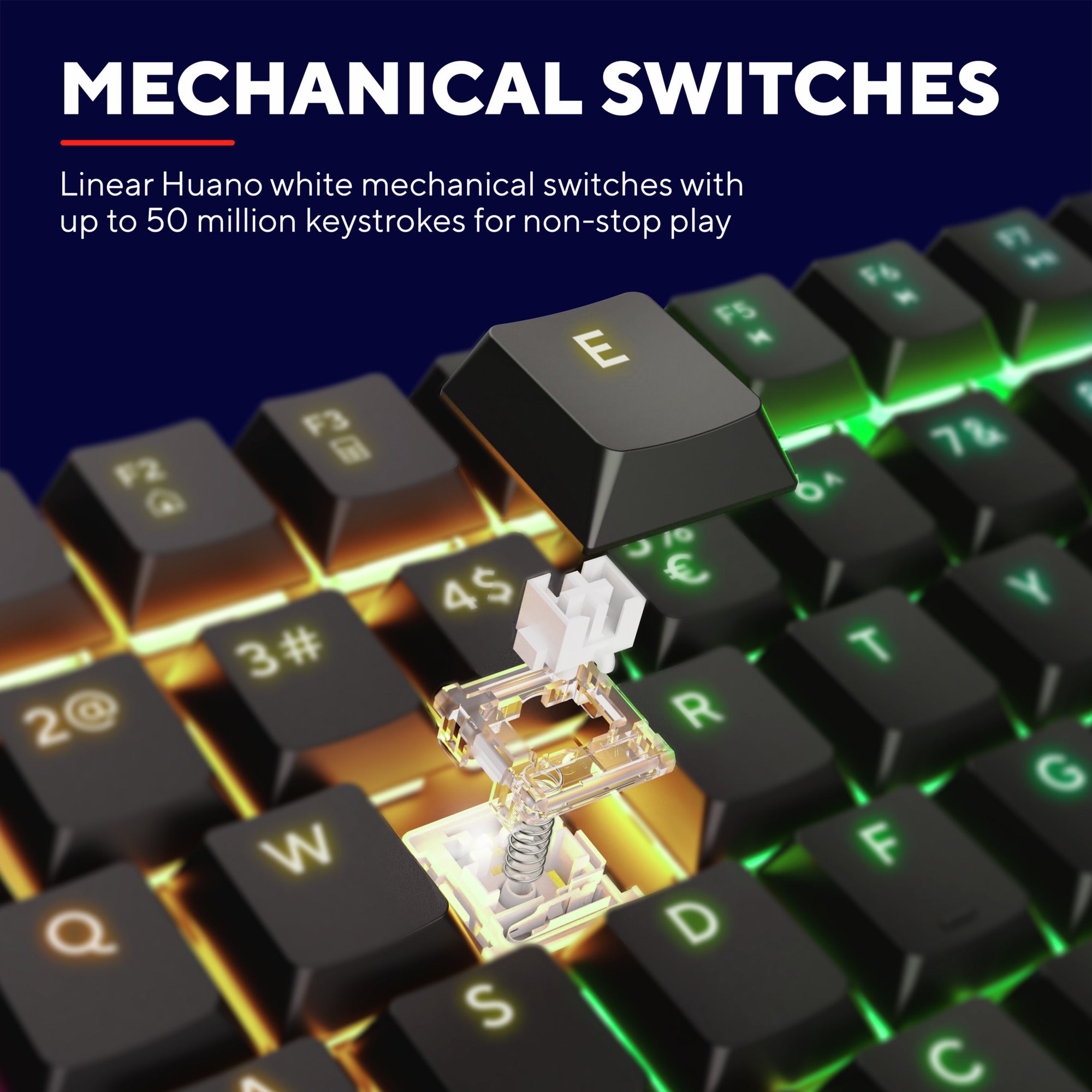 Trust gxt 866 torix hoogwaardig mechanisch gaming-toetsenbord, gaming toetsenbord (zwart, us lay-out, huano red, rgb)