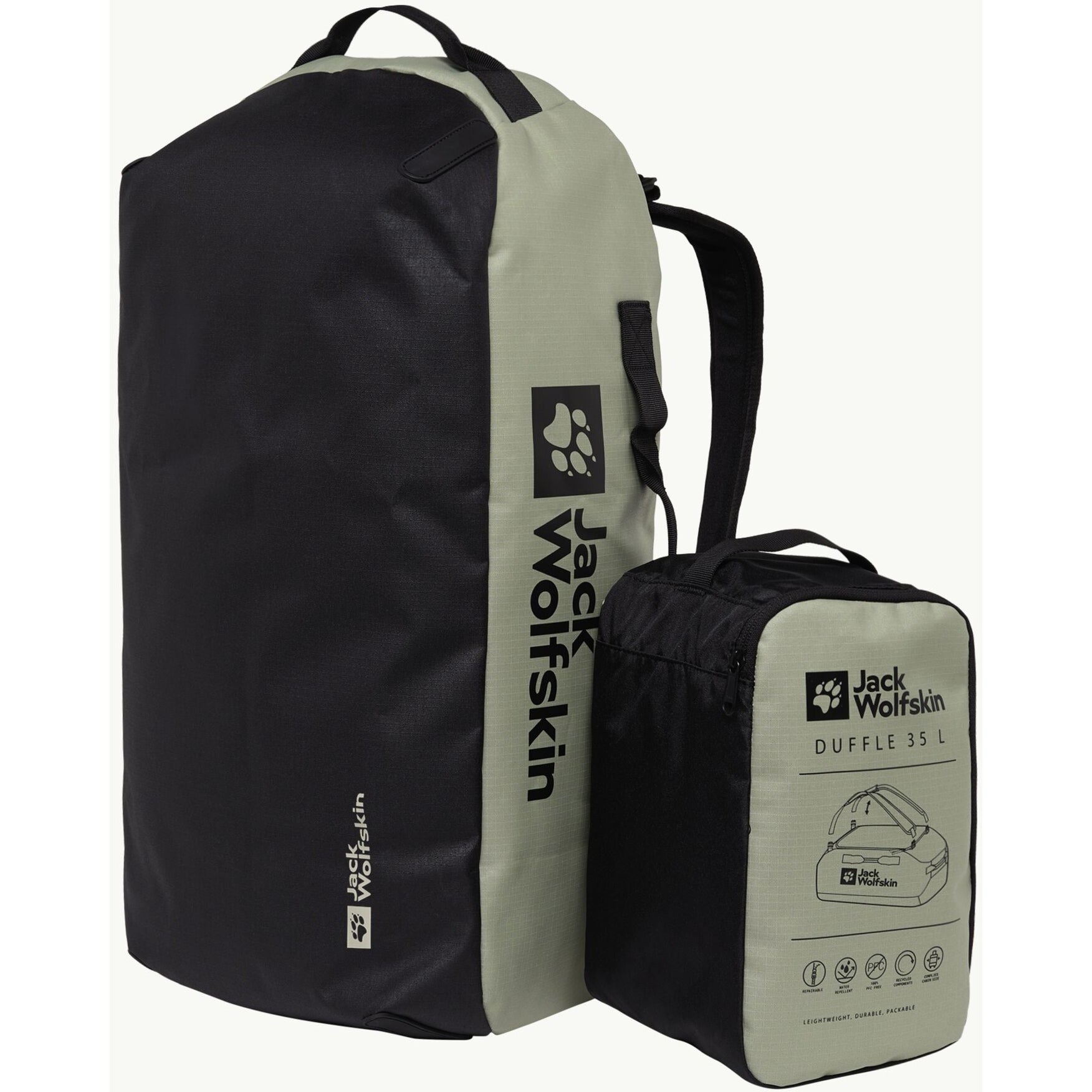 Jack wolfskin all-in duffle 35 rugzak (lichtgroen, 35 liter)