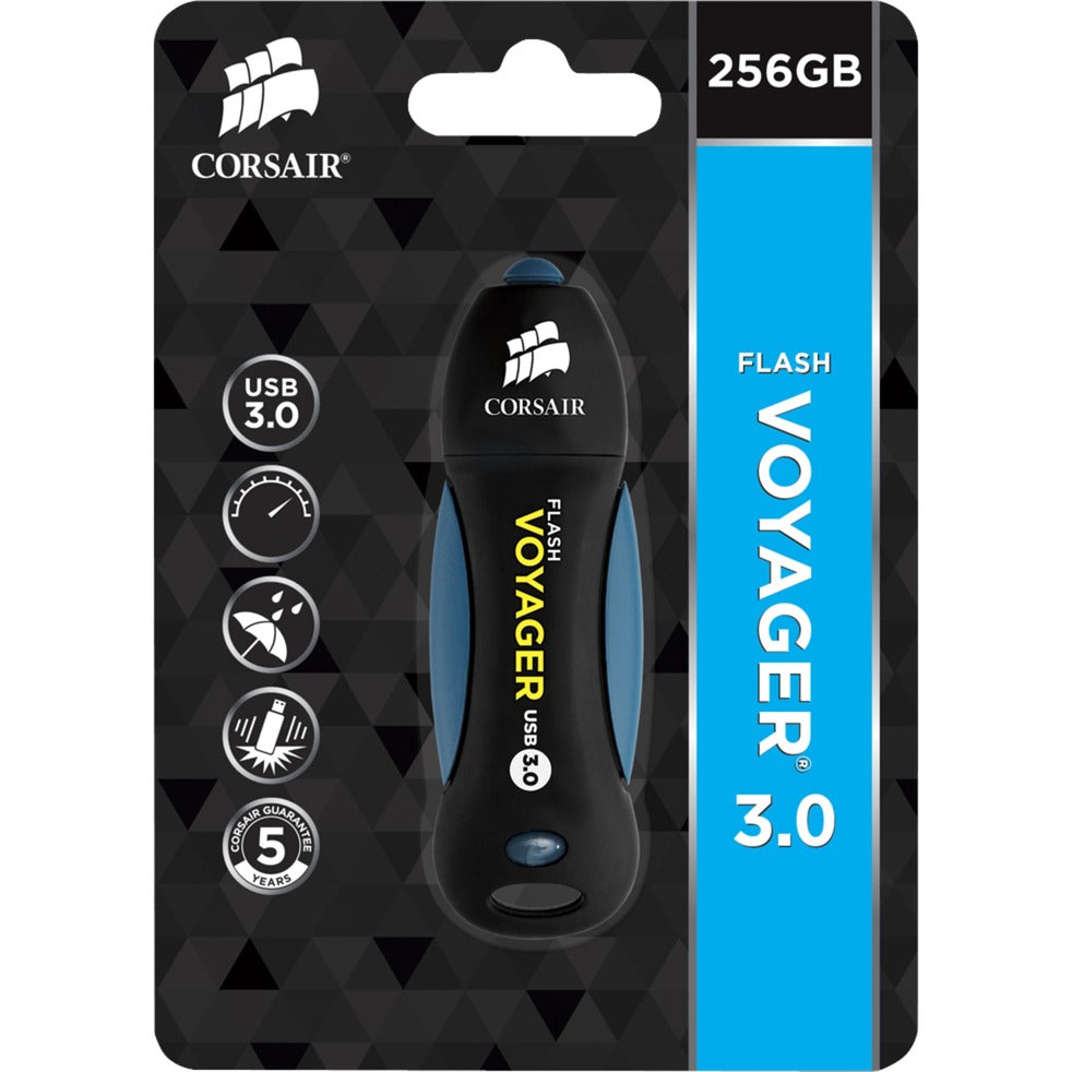 Corsair flash voyager usb 3.0 256 gb usb-stick (zwart blauw, cmfvy3a-256gb)