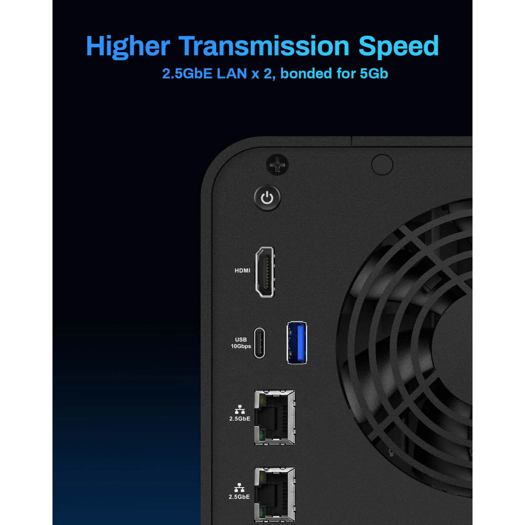 Terramaster f6-424 nas (zwart, 2x 2.5gbe, hdmi, usb)