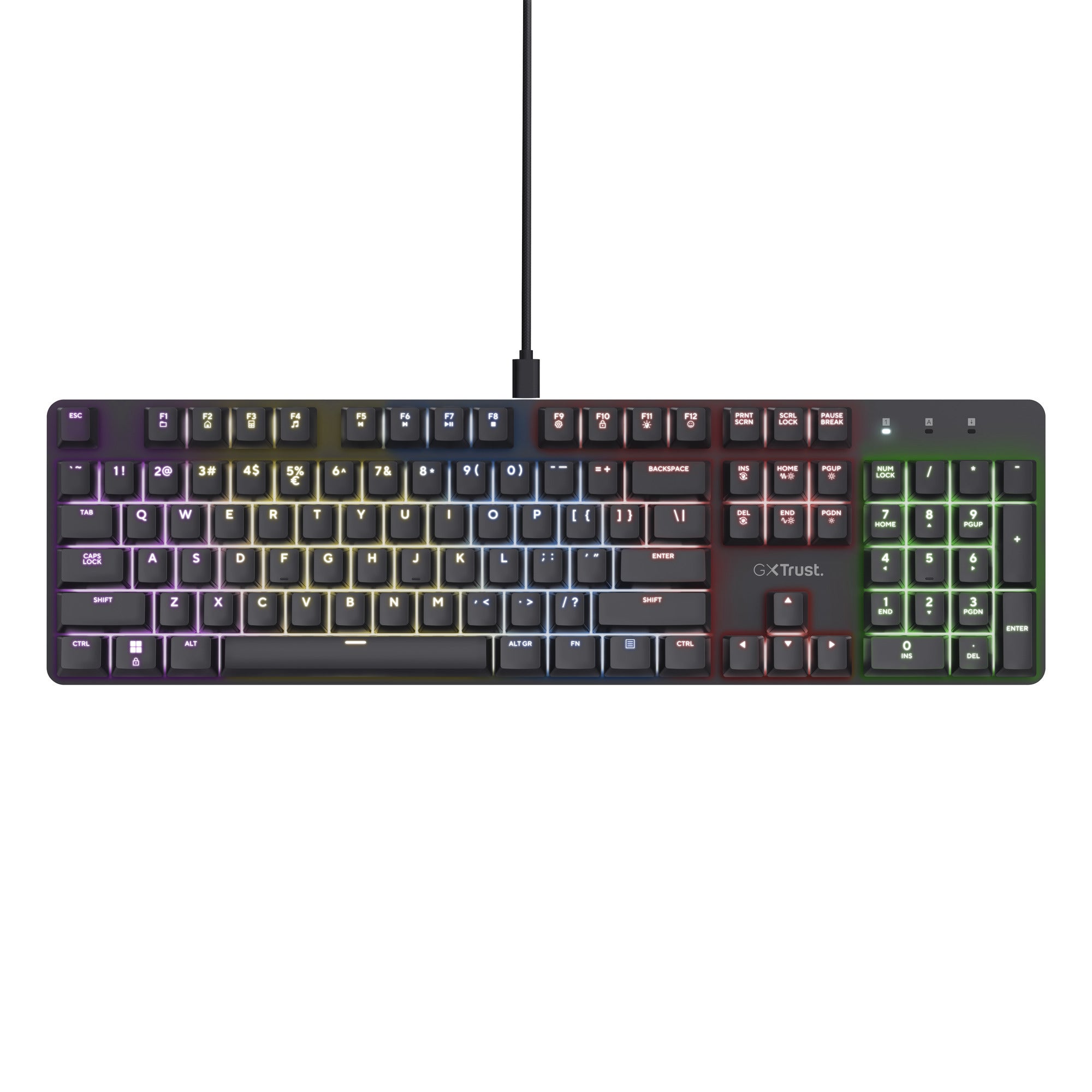 Trust gxt 871 zora mechanisch gaming toetsenbord (zwart, us lay-out (qwerty), huano red, 100%, rgb)