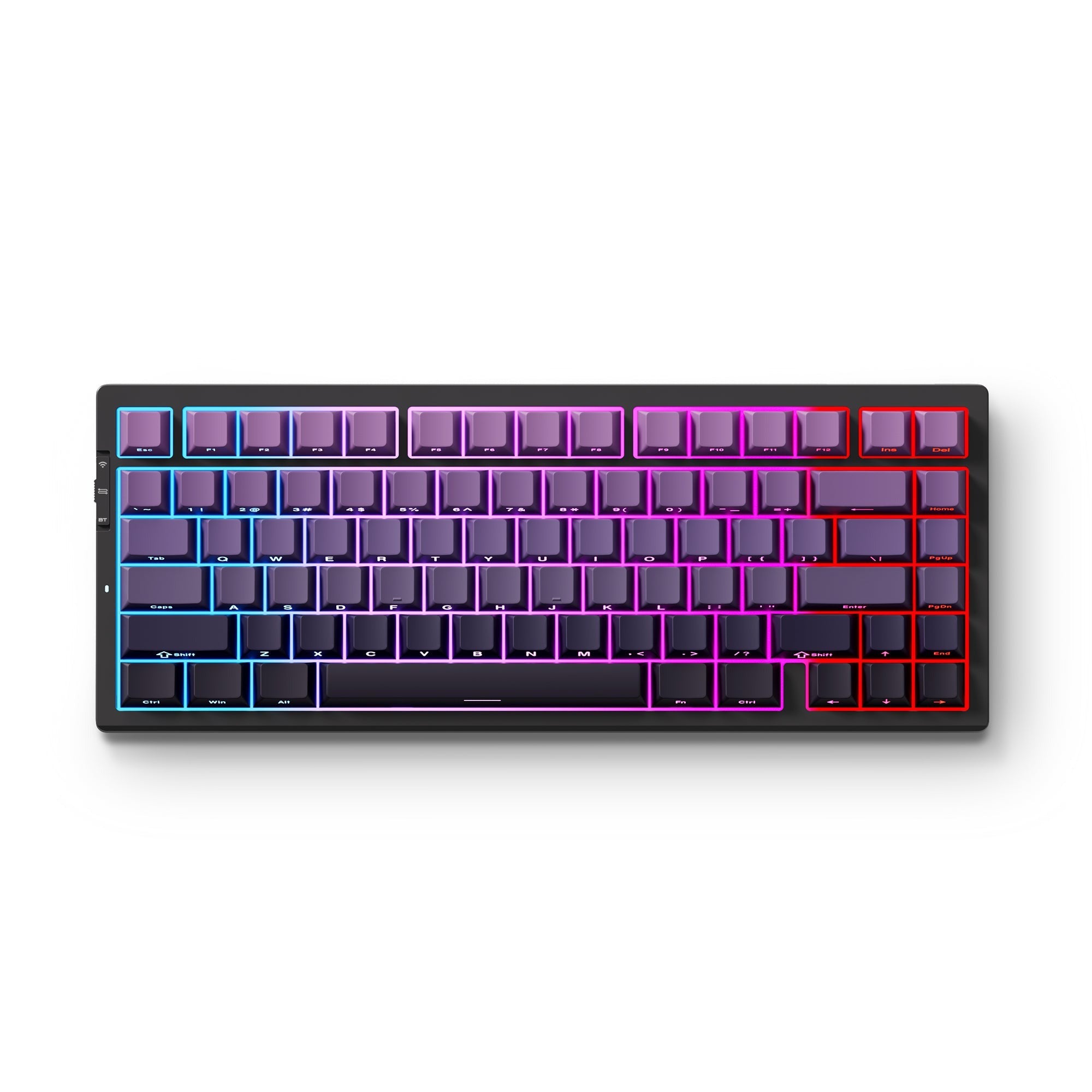 Mchose g75 pro tri-mode black purple gradient matcha latte v2 gasket structure mechanical, gaming toetsenbord (zwart paars, us lay-out, huano matcha latte v2, 75%, rgb, hot swap, side engraved pbt, draadloos bluetooth usb-c)