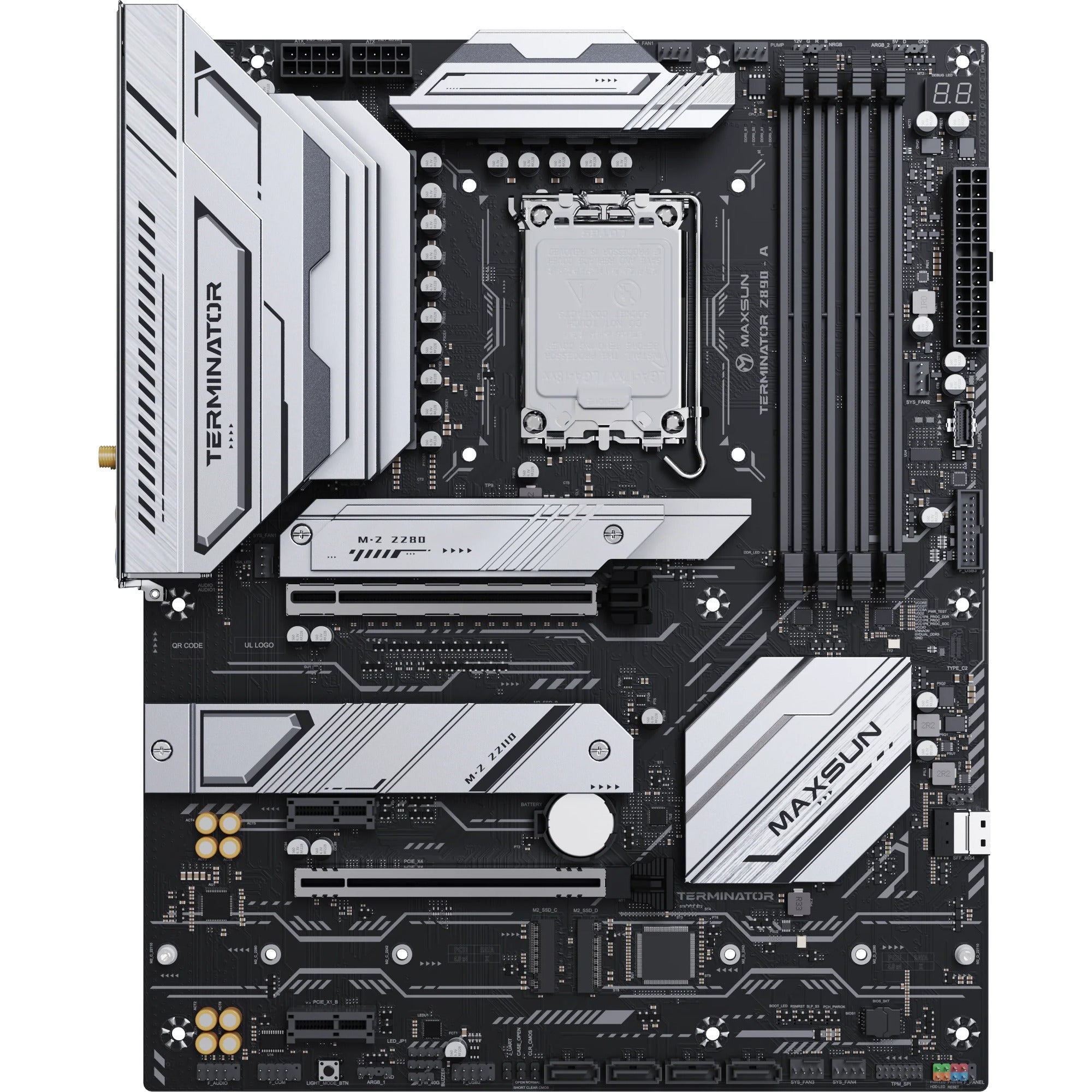 Maxsun ms-terminator z890-a wifi socket 1851 moederbord (zwart, raid, 2.5 gb-lan, wlan, bt, sound, atx)