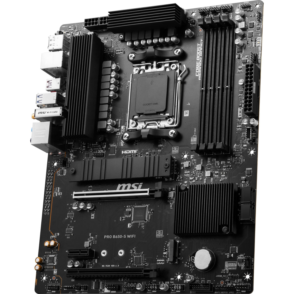 Msi pro b650-s wifi socket am5 moederbord (zwart, raid, 2.5 gbe-lan, wi-fi 6e, bt, sound, atx)