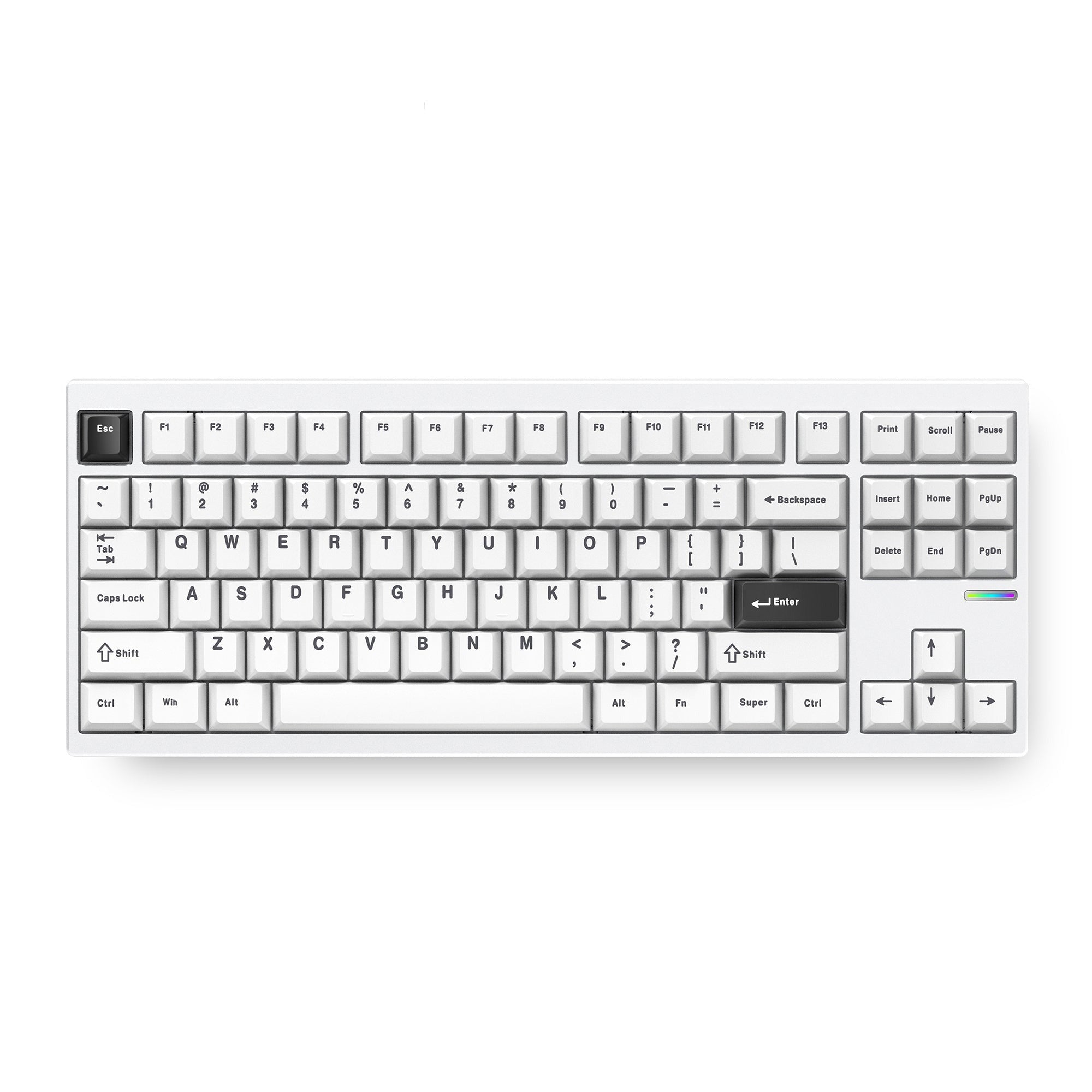 Mchose gx87 ultra: white electrophoresis vintage white aluminum custom mechanical, toetsenbord (wit zwart, ktt vintage white, 80% tkl, rgb, hot swap, double-shot pbt, draadloos bluetooth usb-c)
