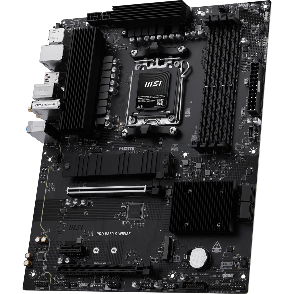 Msi pro b850-s wifi6e socket am5 moederbord (zwart zilver, raid, 2.5gb-lan, wi-fi 6e, bt 5.3, sound, atx)