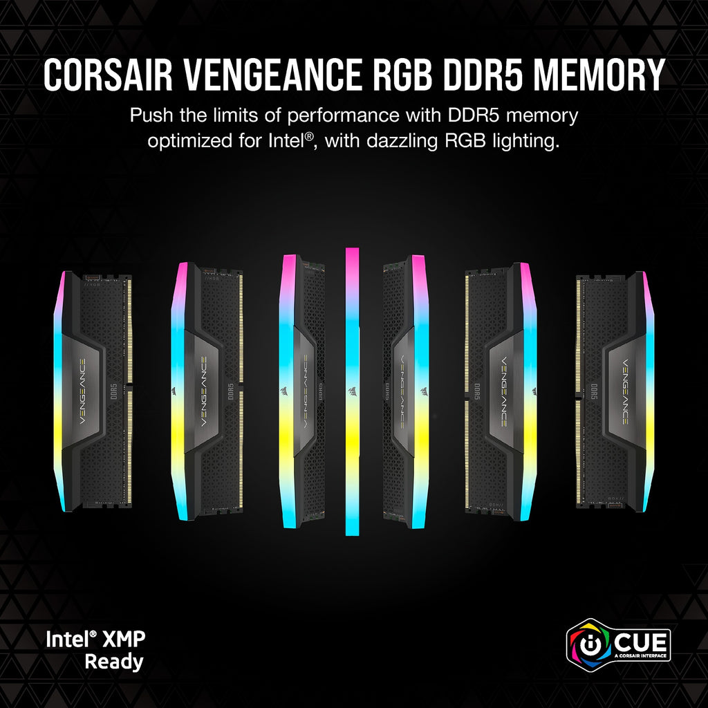 Corsair vengeance rgb 32 gb ddr5-6000 (2x 16 gb) werkgeheugen (zwart, cmh32gx5m2b6000c30, xmp 3.0)