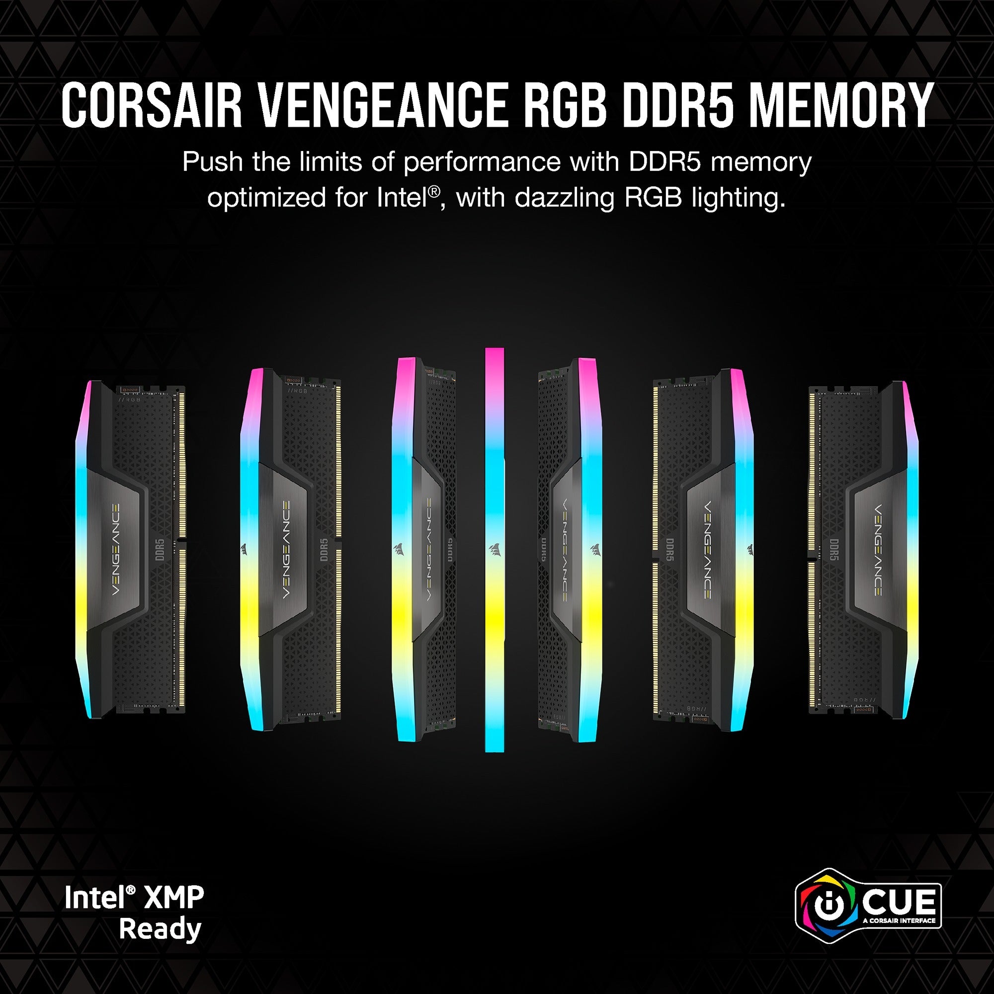 Corsair vengeance rgb 32 gb ddr5-6000 (2x 16 gb) werkgeheugen (zwart, cmh32gx5m2b6000c30, xmp 3.0)