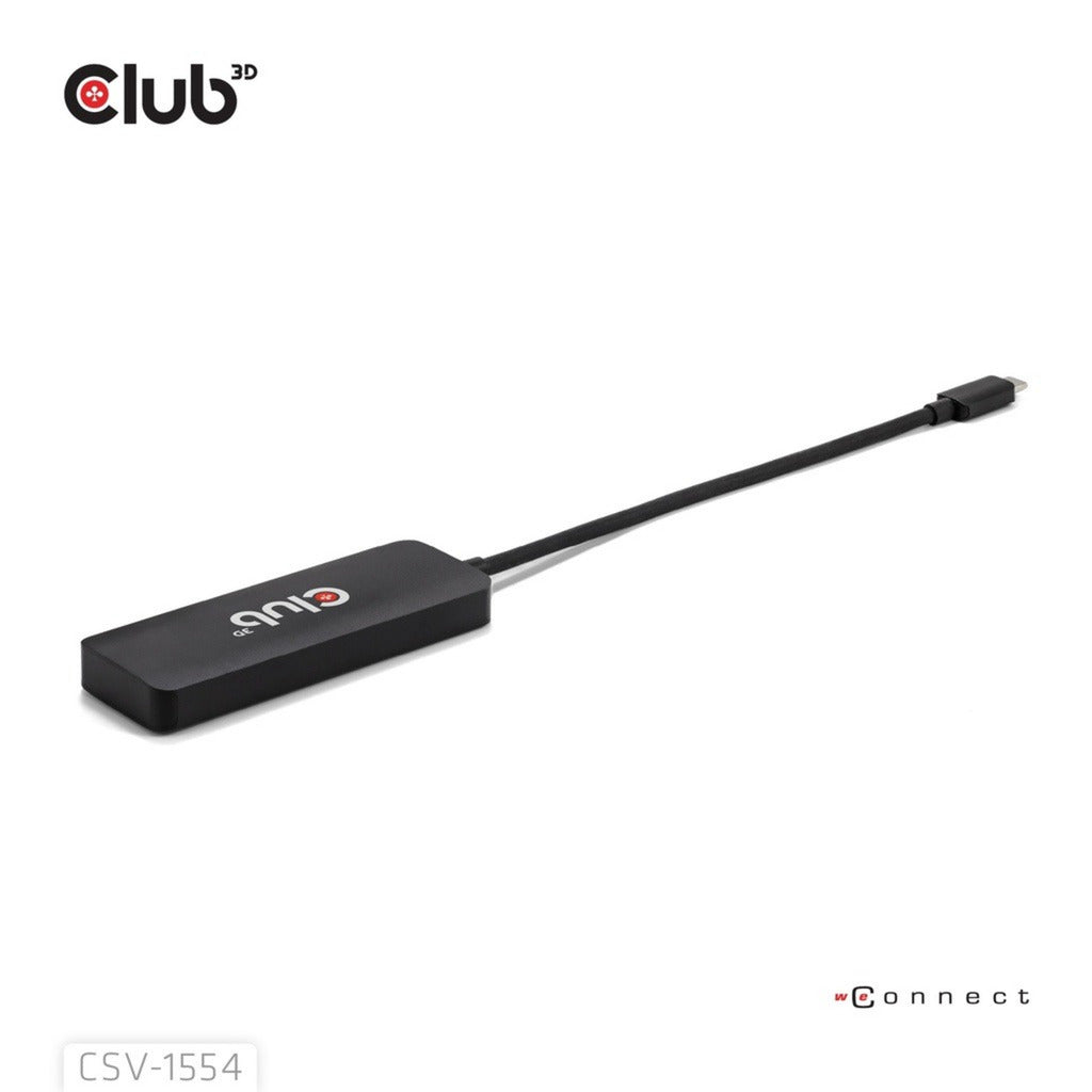 Club 3d usb-c naar triple hdmi mst hub 4k60hz adapter (zwart)