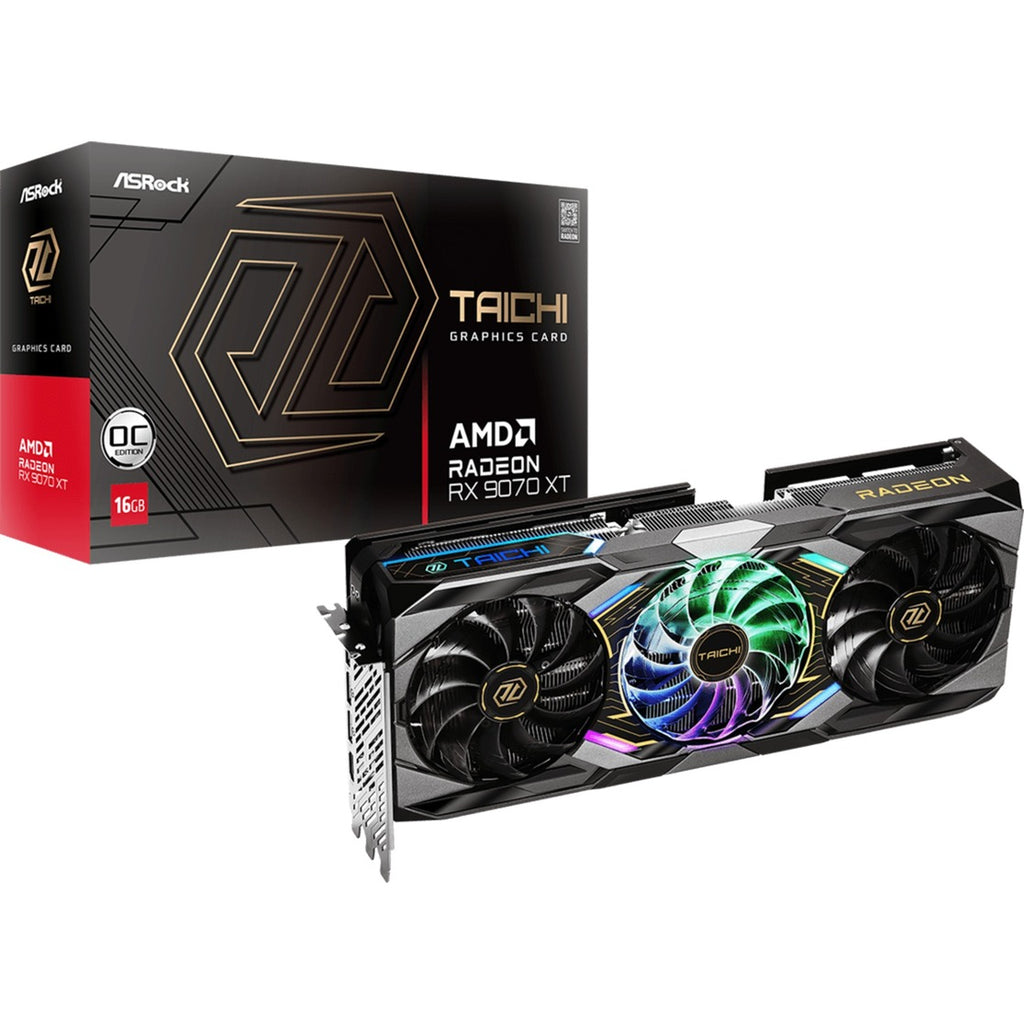 Asrock radeon rx 9070 xt taichi 16gb oc grafische kaart (zwart, rdna4, gddr6, 3x displayport, 1x hdmi)