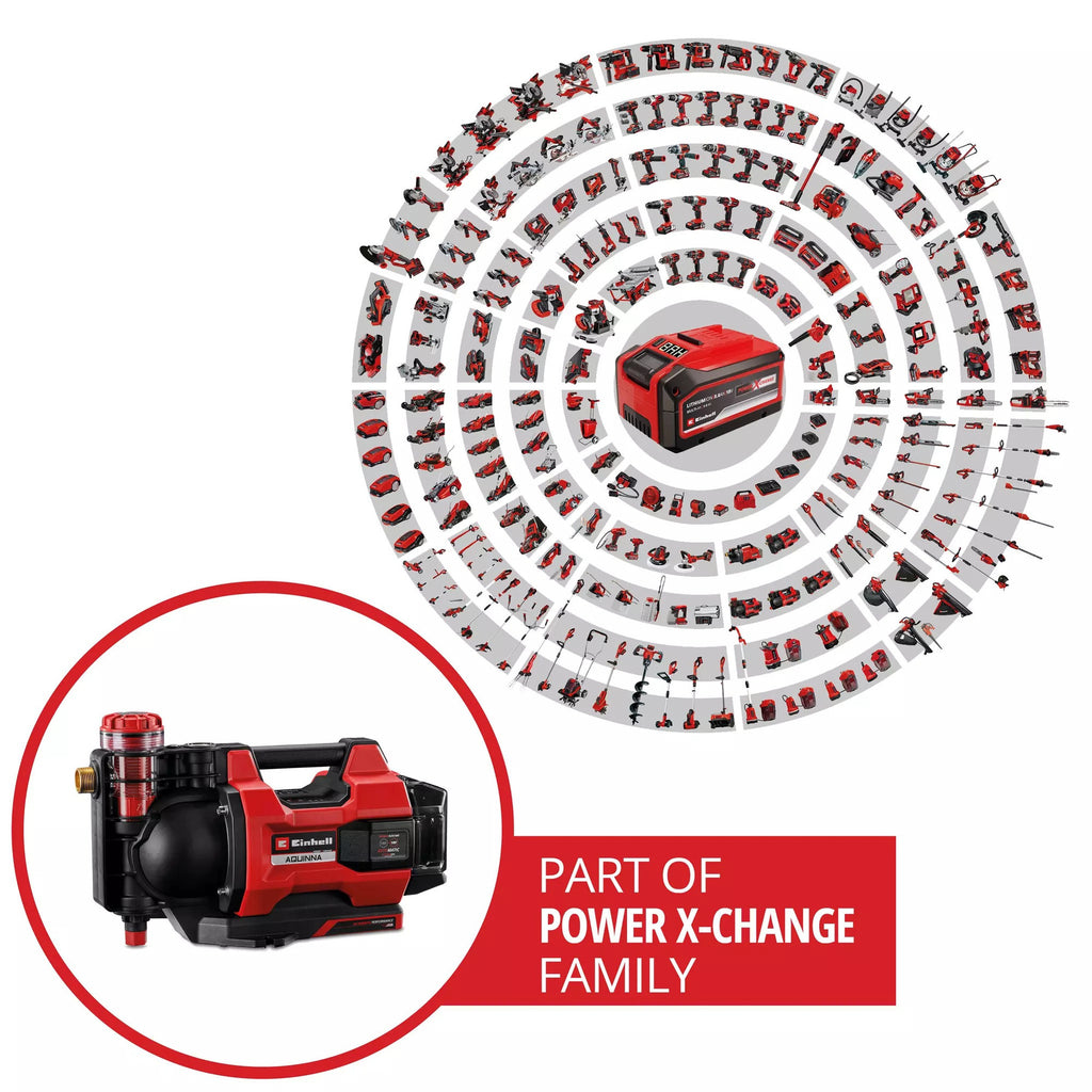 Einhell aquinna accu automatische tuinpomp (rood zwart, accu en oplader niet inbegrepen, power x-change)