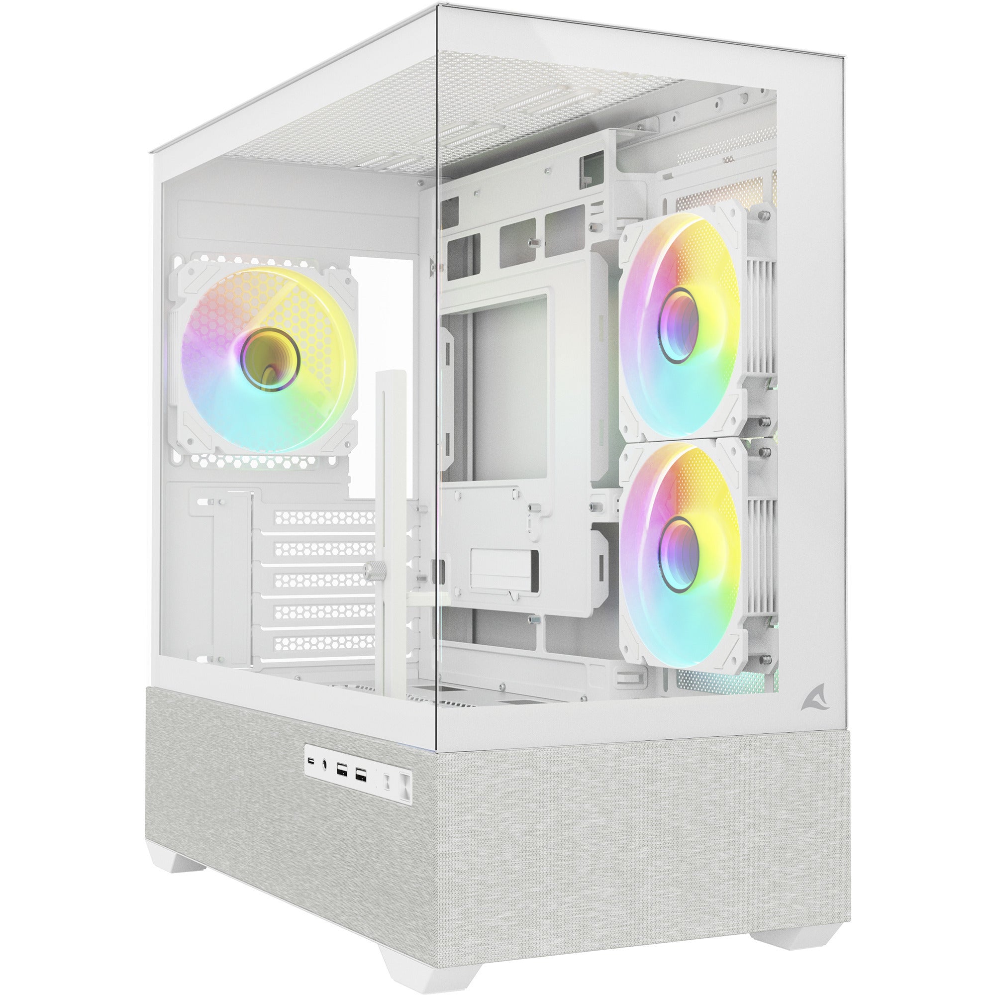 Sharkoon mk7 argb mini tower behuizing (wit | 2x usb-a | 1x usb-c | rgb | tempered glass)