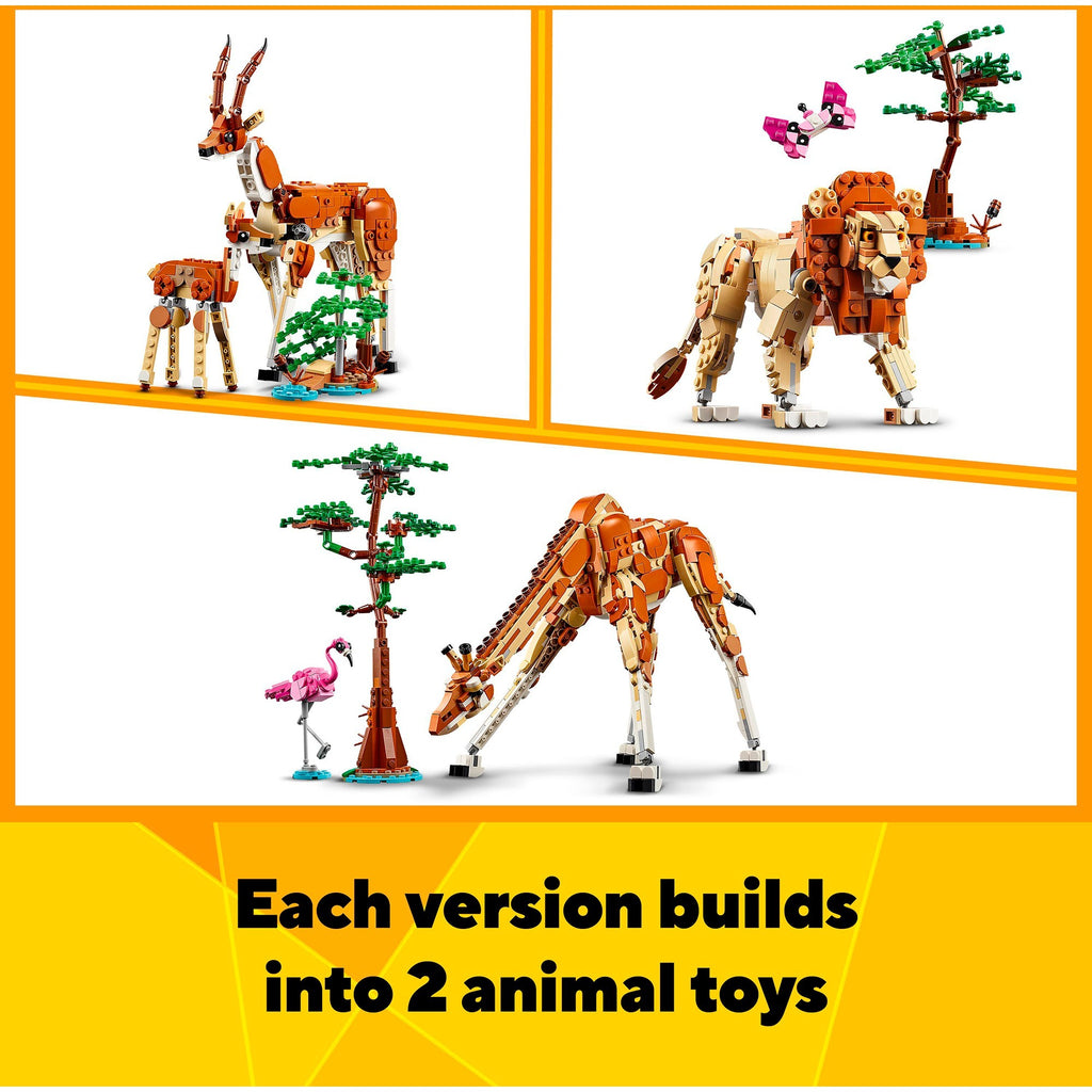 Lego creator 3in1 safaridieren speelgoed set met giraffe, gazelles en leeuw 31150