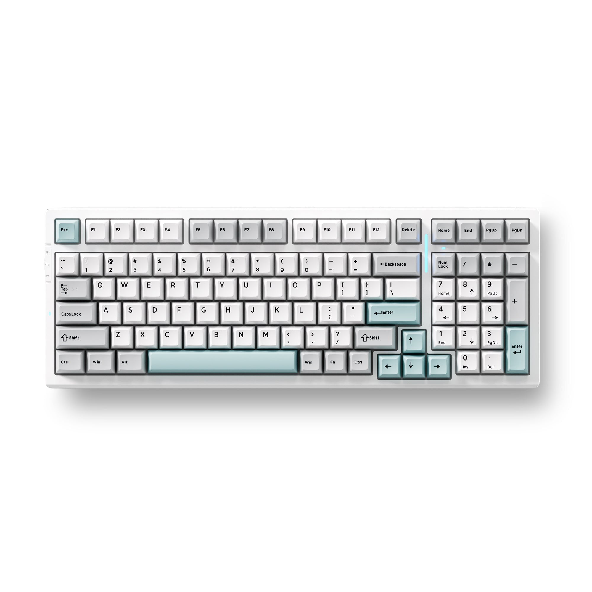 Mchose g98 pro gray blue flame orange wireless tri-mode custom mechanical, gaming toetsenbord (grijs blauw, us lay-out, ttc flame orange, 98%, rgb, hot swap, double-shot pbt, draadloos bluetooth usb-c)