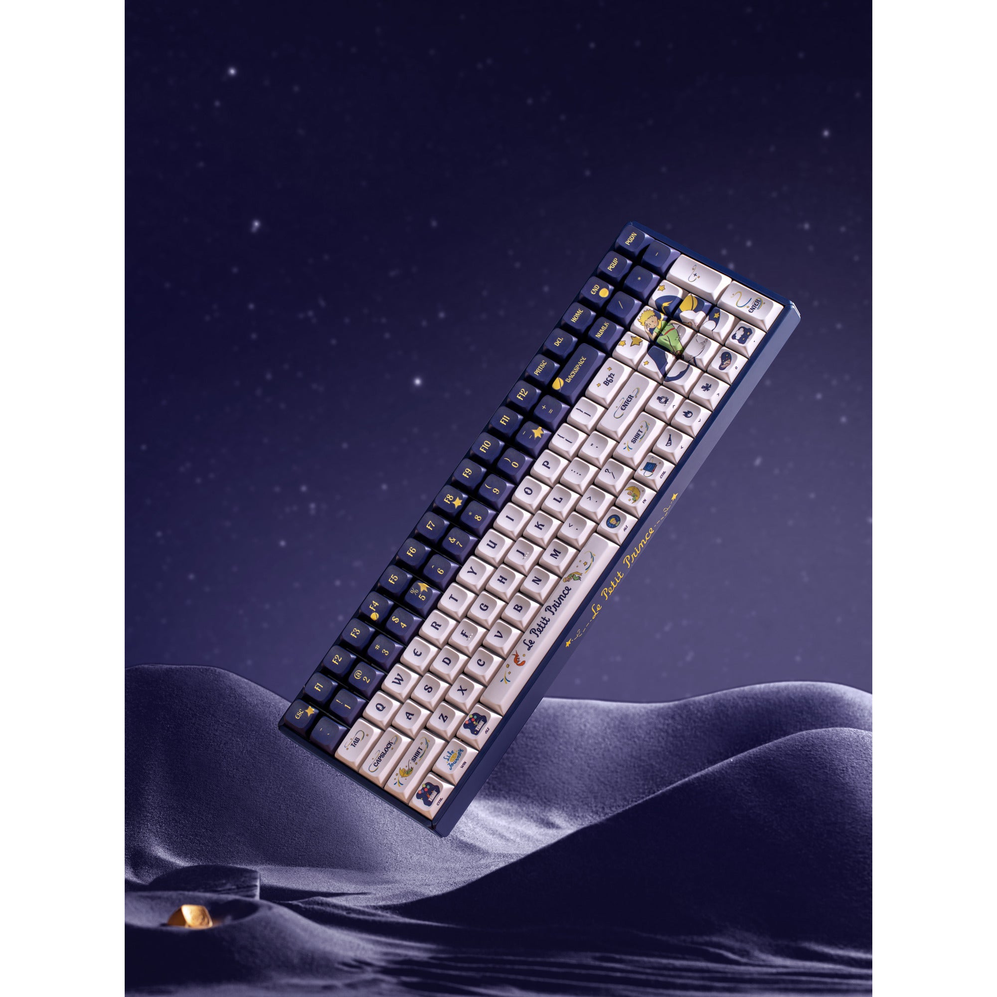 Iqunix f97 starry tryst rgb mechanisch gaming toetsenbord (donkerblauw, us lay-out (qwerty), iqunix little prince, 96%, rgb leds, hot-swappable, pbt, 2.4ghz | bluetooth 5.1 | usb-c)