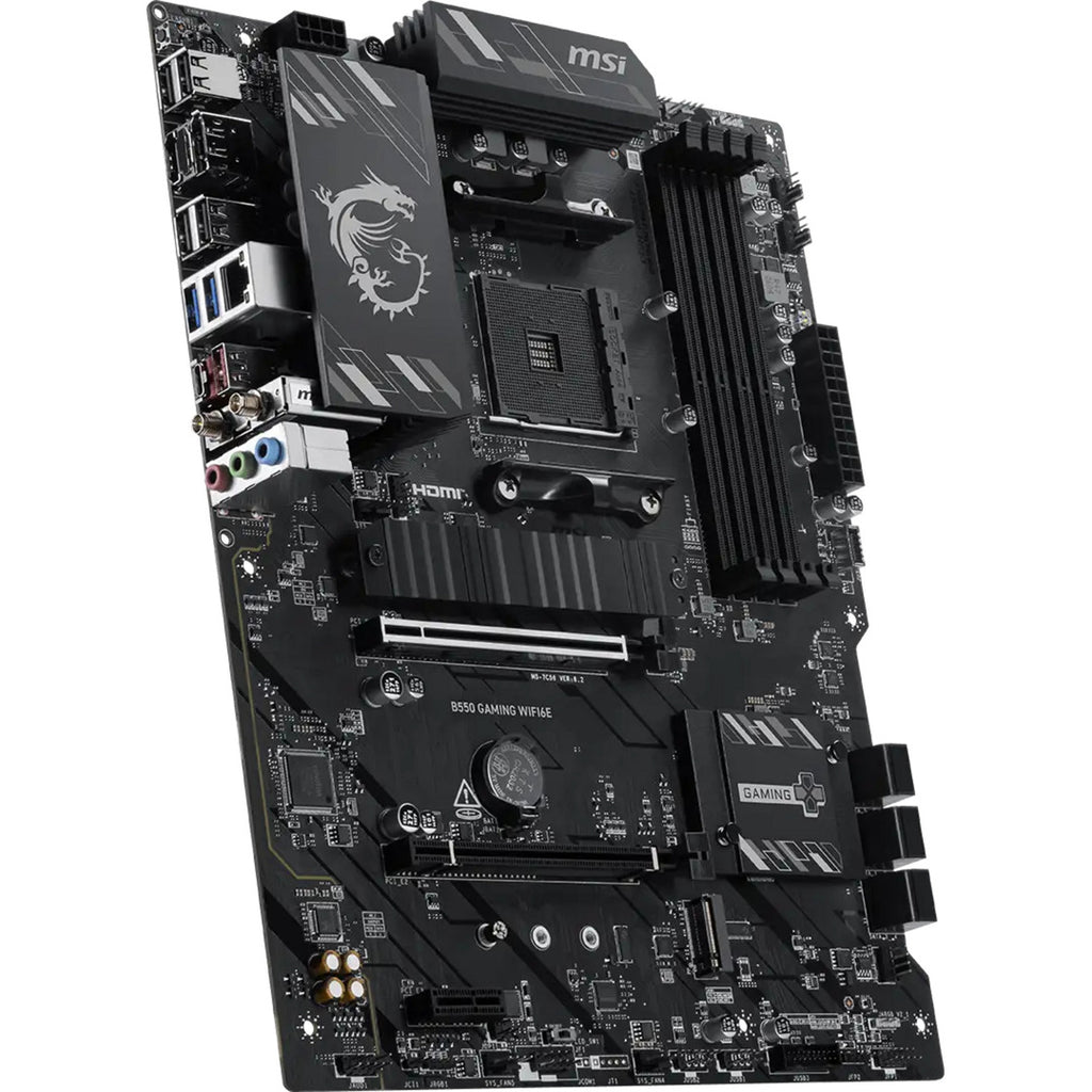 Msi b550 gaming wifi6e socket am4 moederbord (zwart zilver, raid, gb-lan, wi-fi 6e, sound, atx)