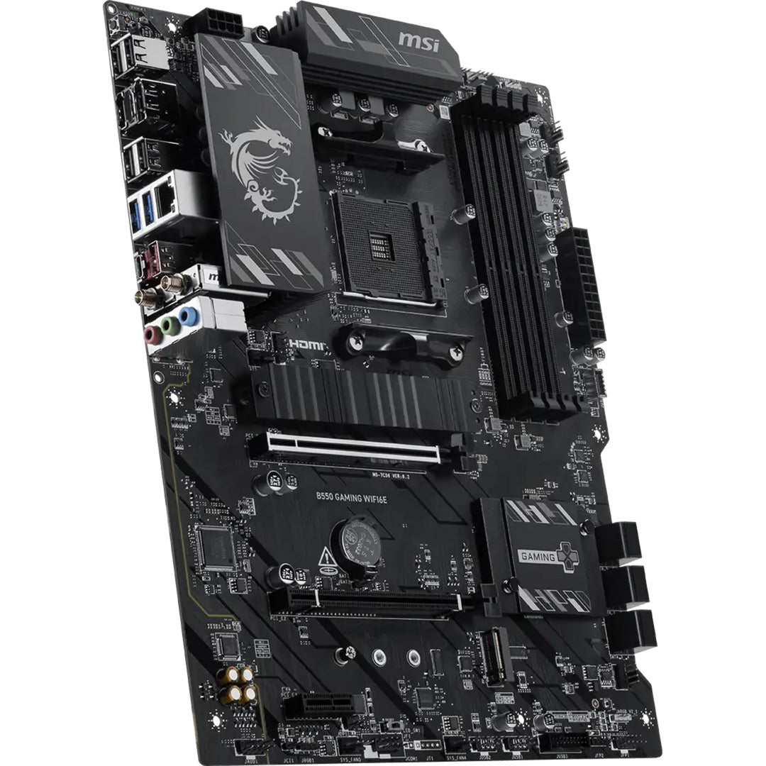 Msi b550 gaming wifi6e socket am4 moederbord (zwart zilver, raid, gb-lan, wi-fi 6e, sound, atx)