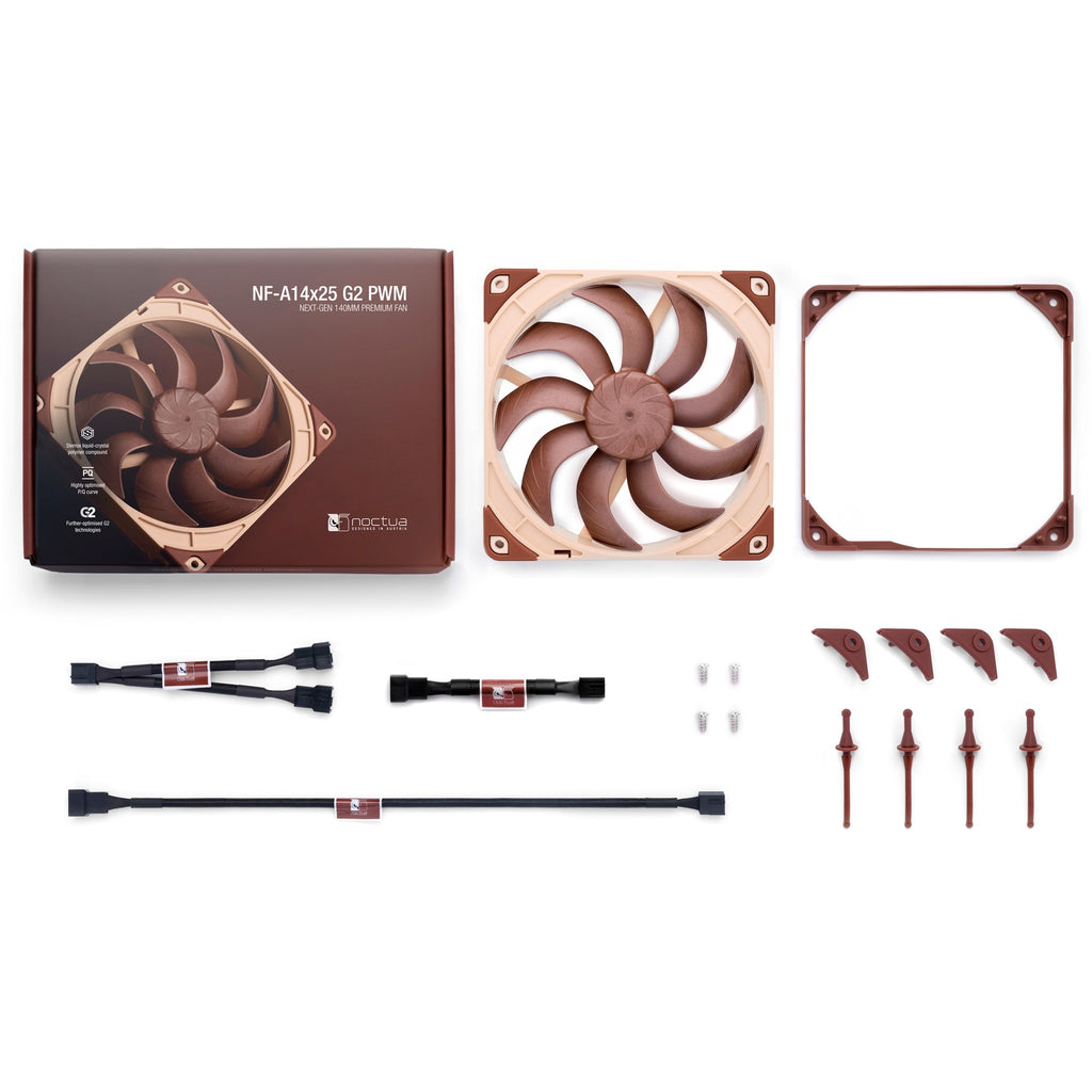 Noctua nf-a14x25 g2 pwm case fan (bruin beige, 140 x 140 x 25 mm)