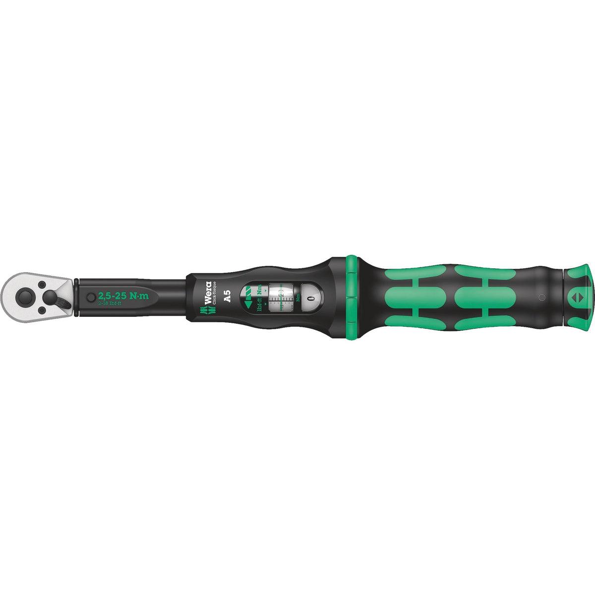 Wera click-torque a 5 draaimomentsleutel met omschakelratel (zwart groen)