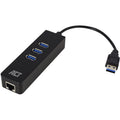 Act connectivity ac6310 usb hub 3.2 met 3 usb-a poorten en ethernet usb-hub (zwart)