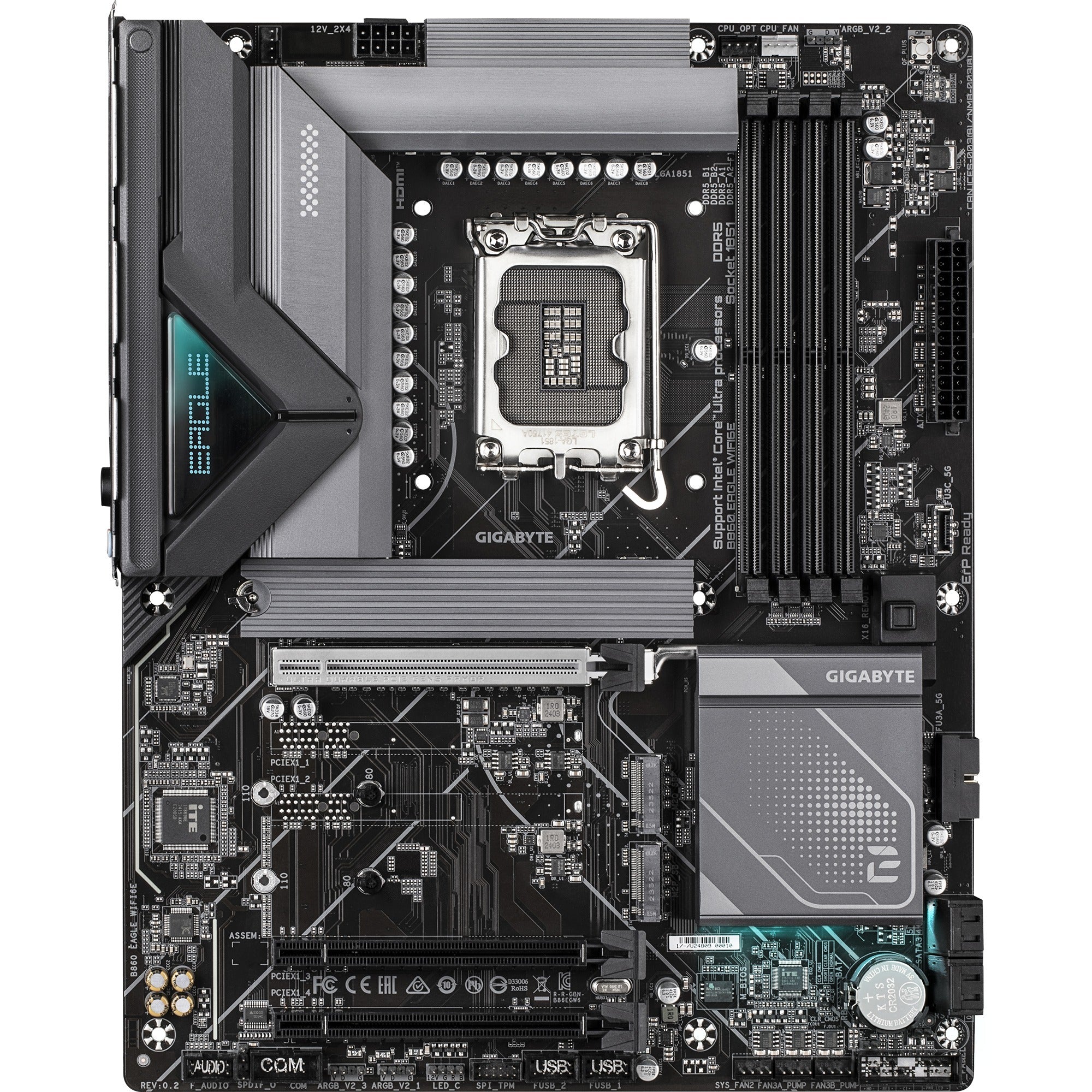Gigabyte b860 eagle wifi6e socket 1851 moederbord (raid, 2.5gb-lan, wi-fi 6e, bt, sound, atx)