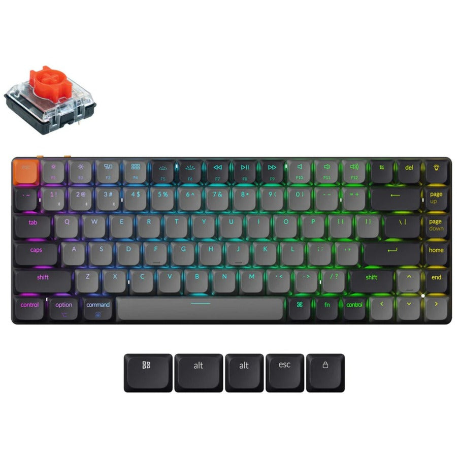 Keychron k3 qmk-b1 rgb mechanisch toetsenbord (zwart, us lay-out (qwerty), mechanical red, 80% (tkl) , rgb leds, abs keycap, usb-c | bluetooth 5.2)
