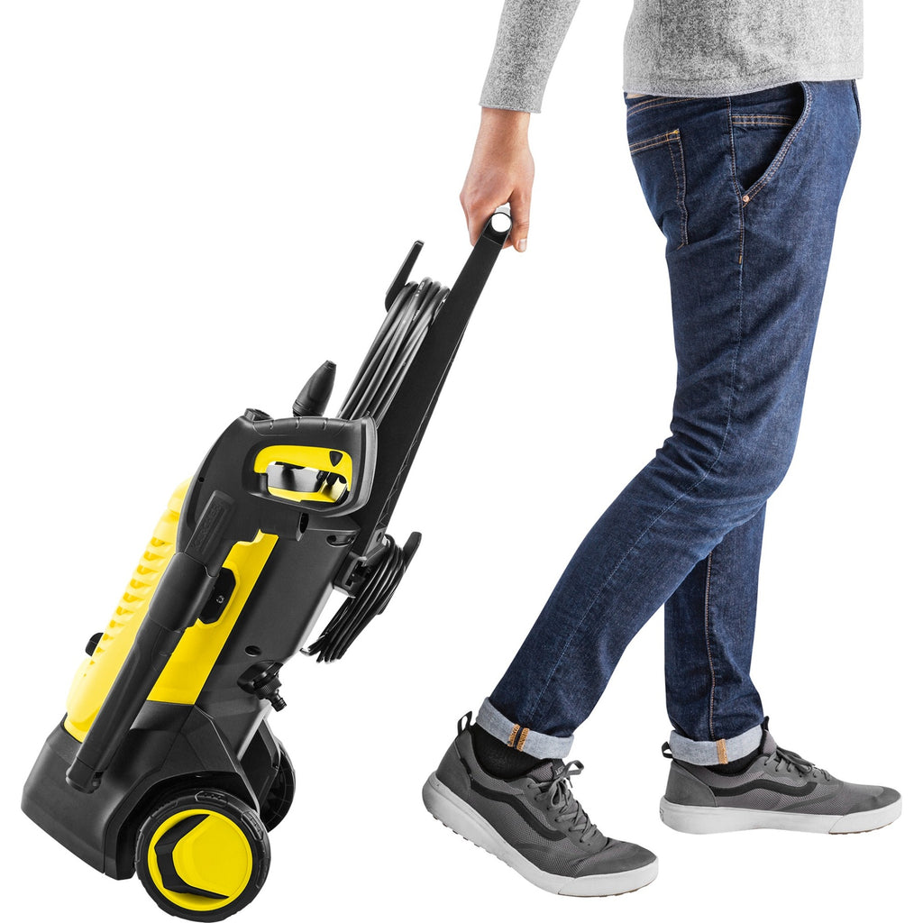 Kärcher k 5 wcm premium hogedrukreiniger (geel zwart, met vuilfrees en slanghaspel)
