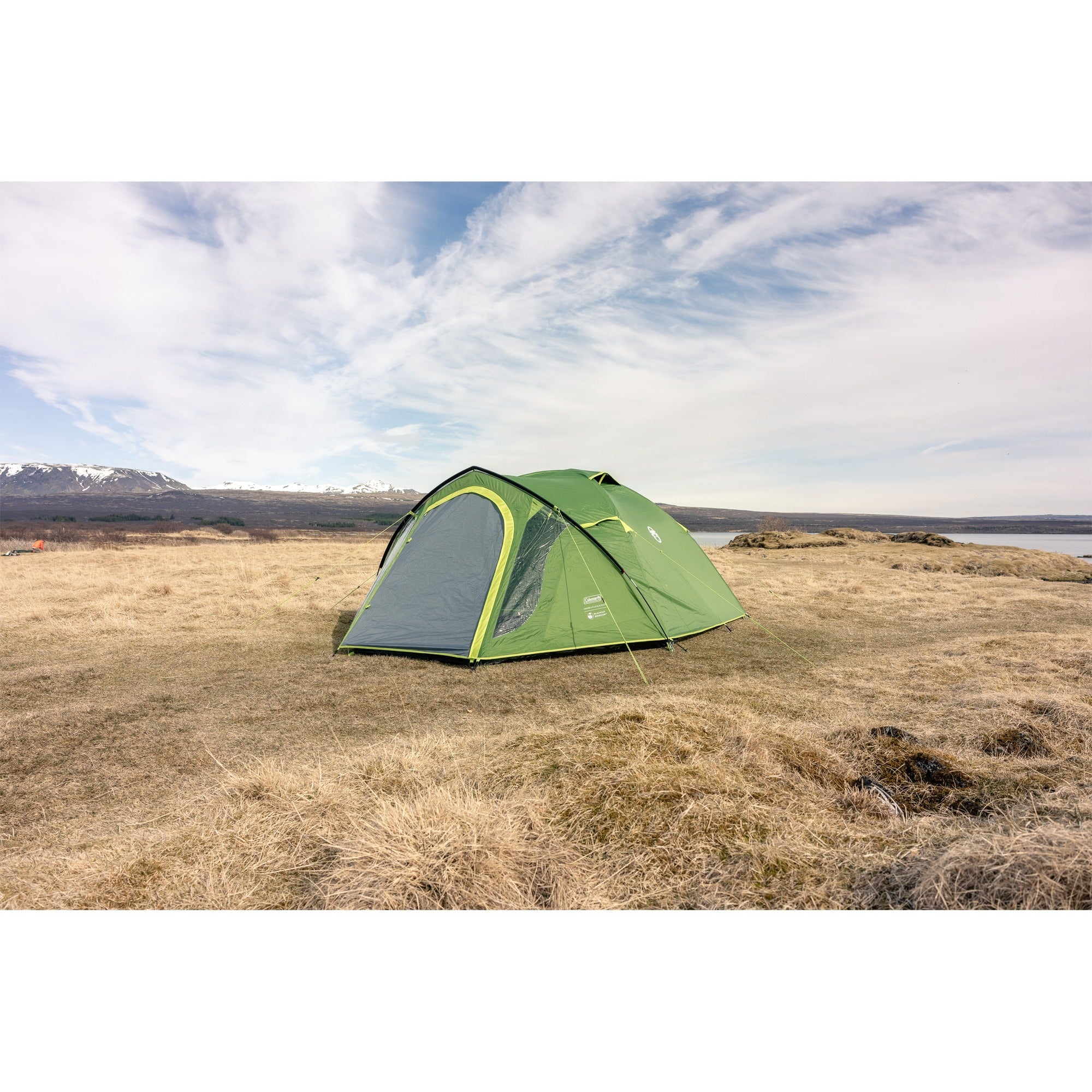 Coleman darwin 4 plus koepeltent (donkergroen lichtgroen, met voorbouw, model 2025)