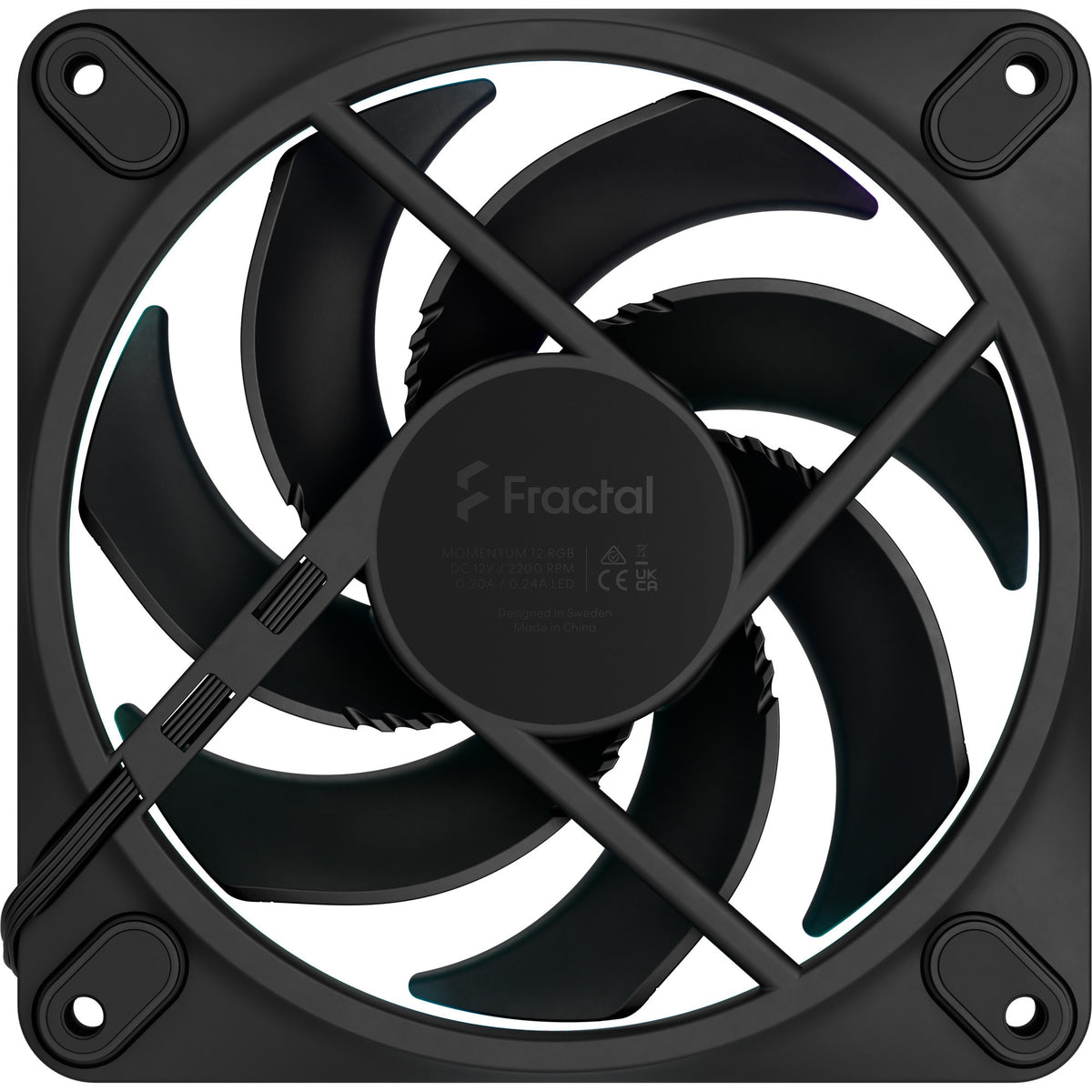 Fractal design momentum 12 rgb case fan (zwart, 120 x 120 x 25 mm, pwm)