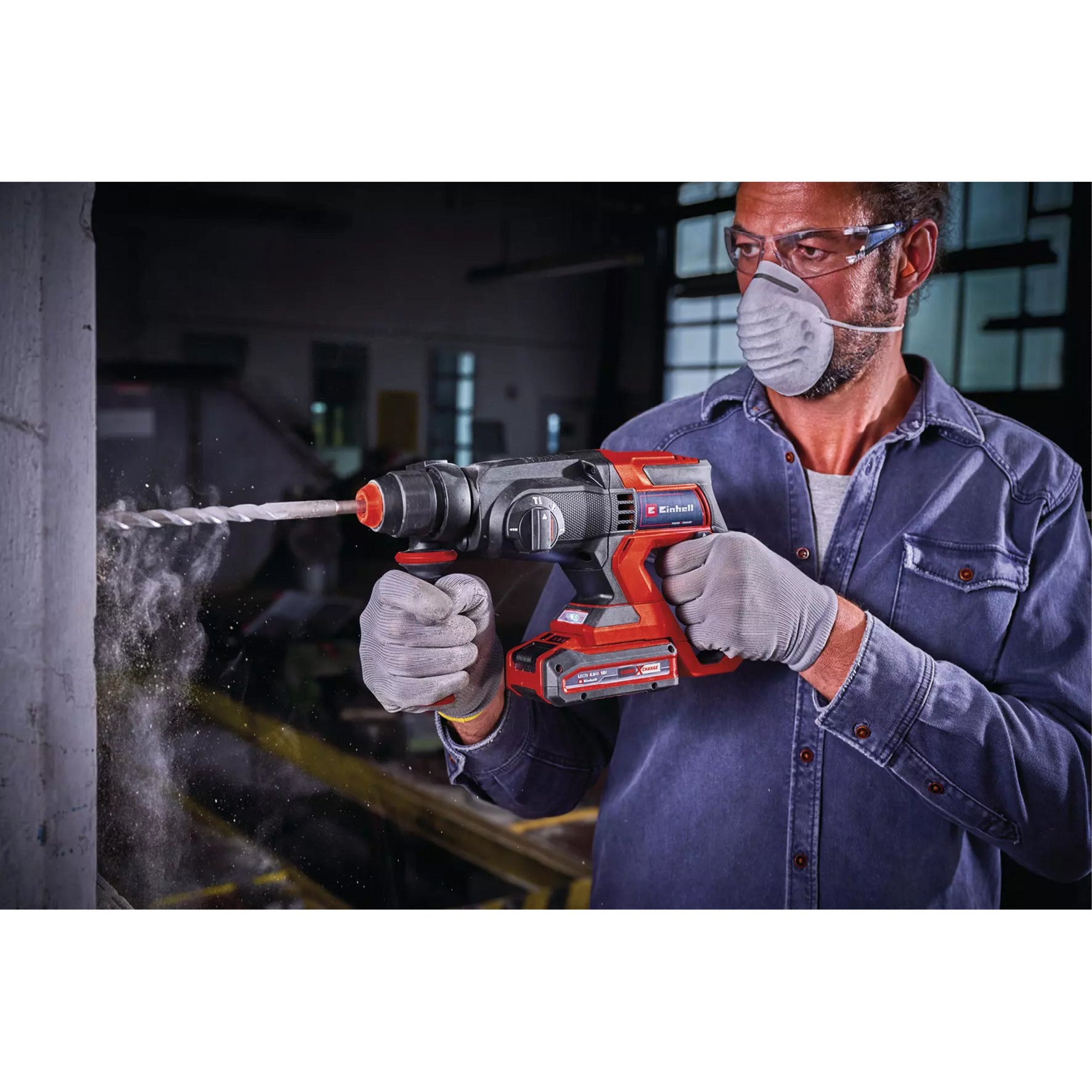 Einhell accu boorhamer te-hd 18 20 li (1x4,0ah) (rood zwart, incl. 1x 4.0 ah power x-change accu en lader)
