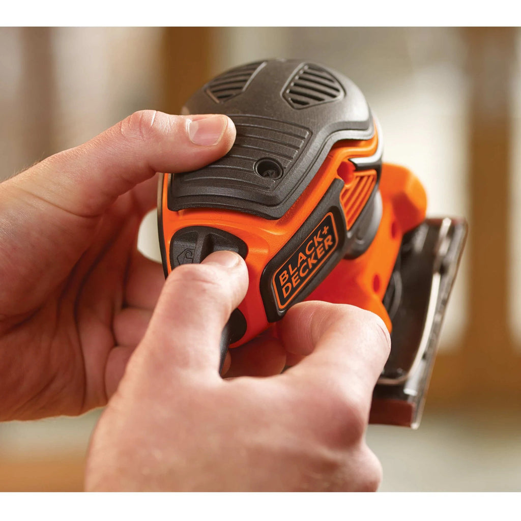 Black+decker 220w 1 4 vel schuurmachine met handpalmschakelaar ka450-qs vlakschuurmachine (oranje zwart)