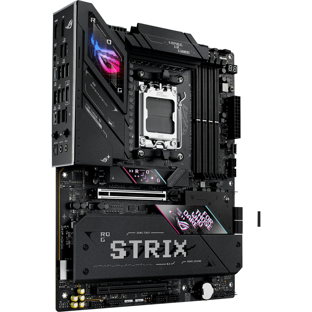 Asus rog strix b850-e gaming wifi socket am5 moederbord (zwart, raid, 5gb-lan, wi-fi 7, bt, sound, atx)