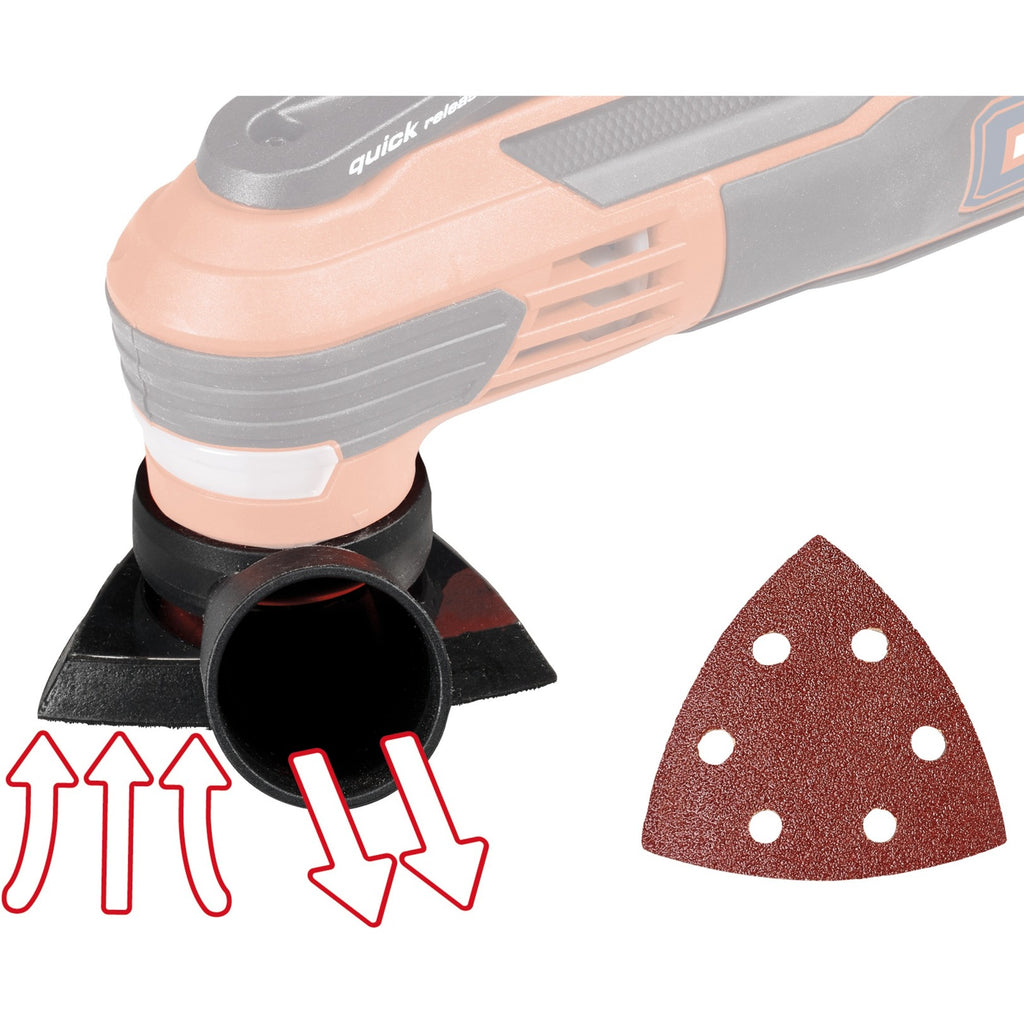 Einhell te-mg 350 eq multitool multifunctioneel gereedschap (rood zwart, incl. koffer, invalzaagblad en schuurpapier)