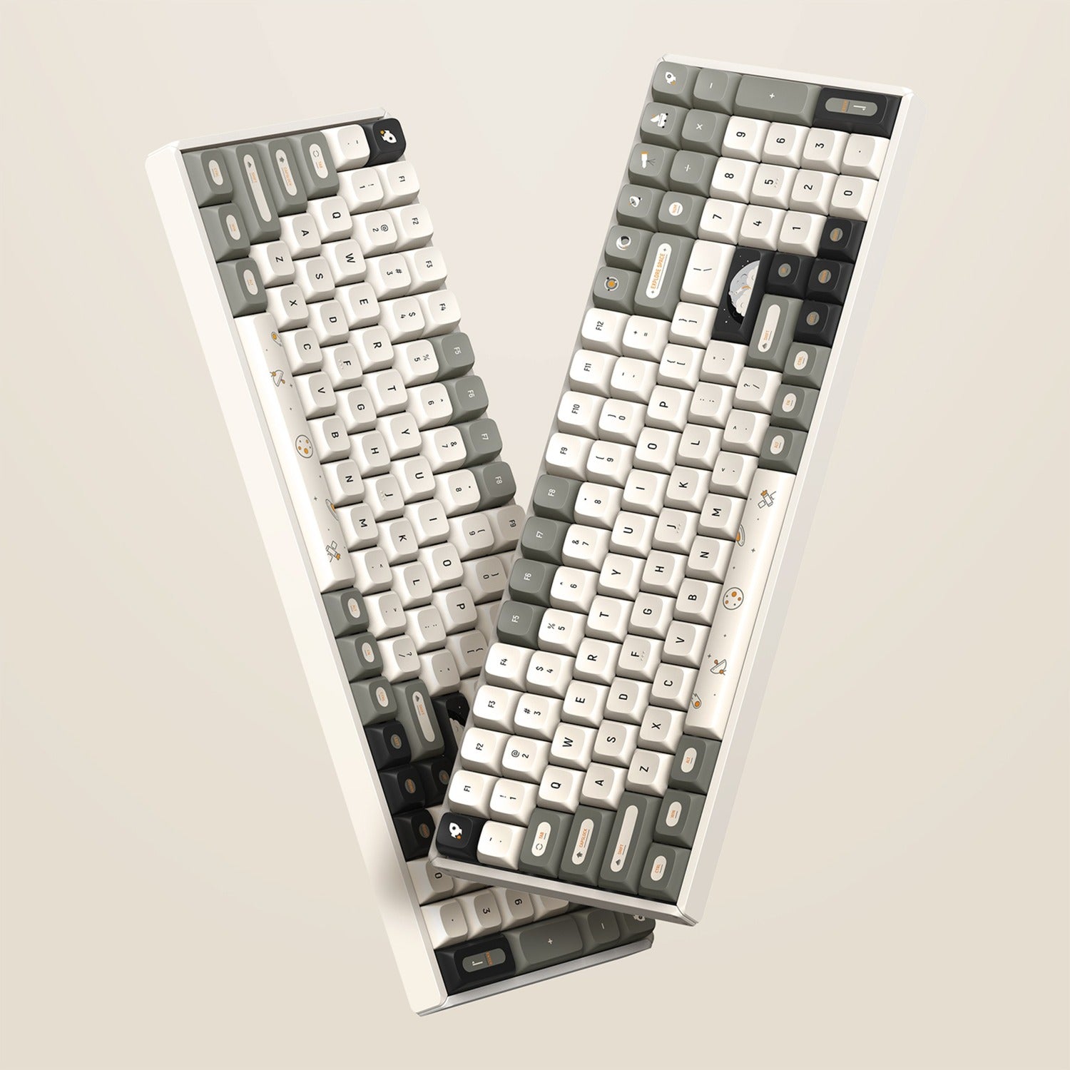 Iqunix f97 hitchhiker wireless mechanical keyboard (grijs, us lay-out (qwerty), cherry mx brown, 96%, rgb leds, hot-swappable, pbt, 2.4ghz | bluetooth 5.1 | usb-c)