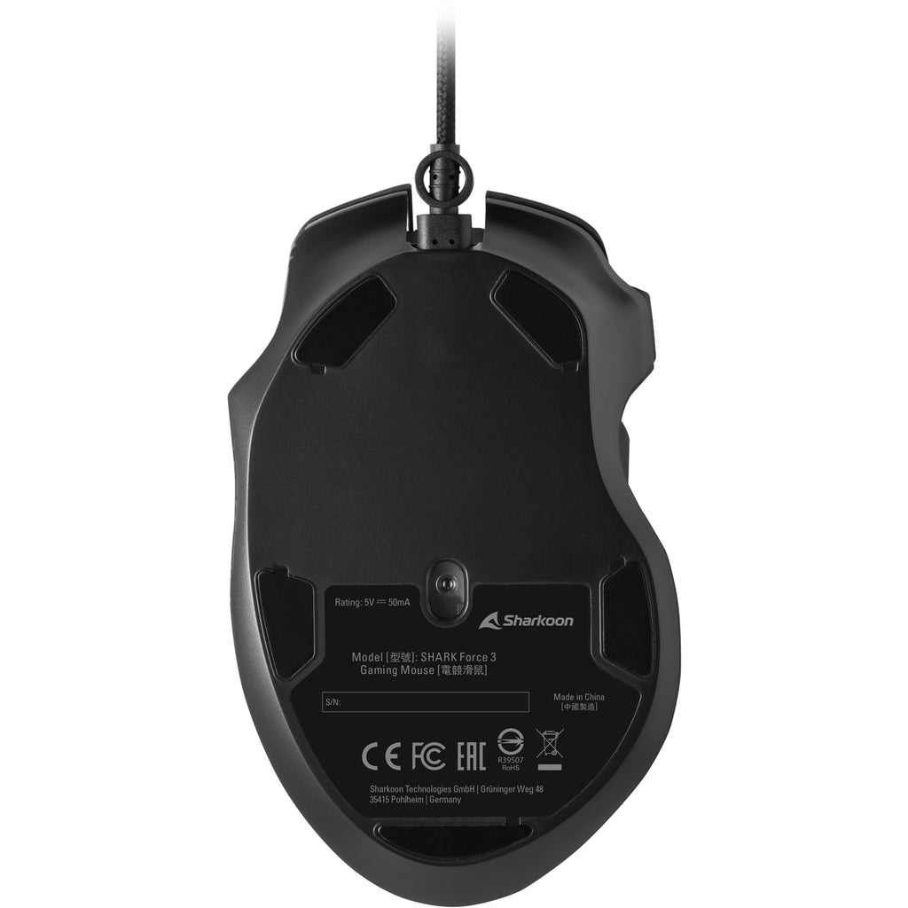 Sharkoon shark force iii gaming muis (zwart, 400 - 12.800 dpi, rgb leds)
